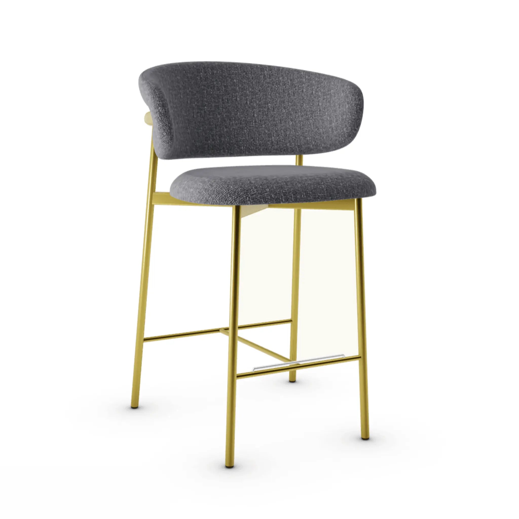 Krzesło barowe OLEANDRO boucle antracytowy z metalową podstawą – tkanina bouclé, Calligaris