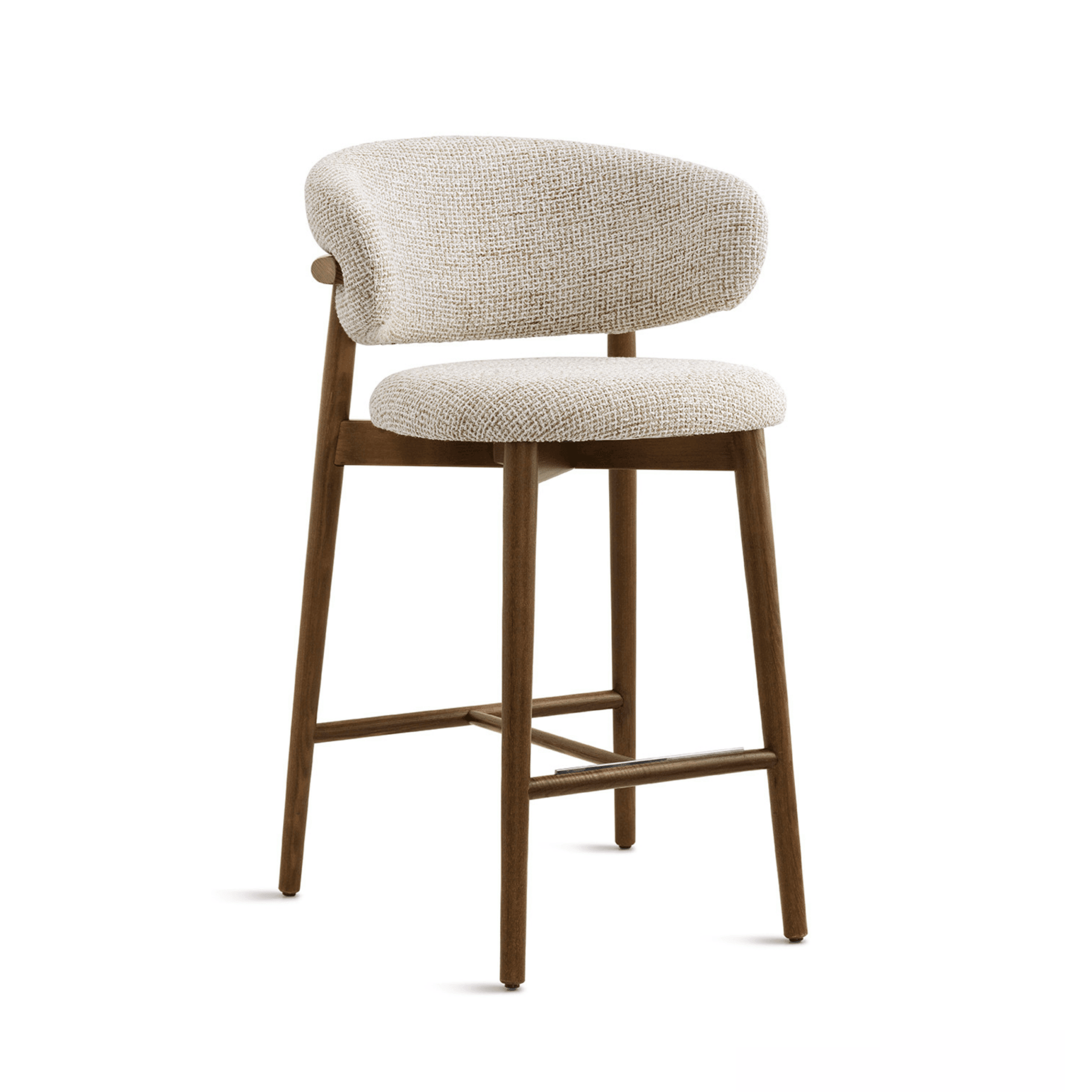 Krzesło barowe OLEANDRO boucle beżowy z drewnianą podstawą Calligaris drewniana ciemnobrązowa Eye on Design