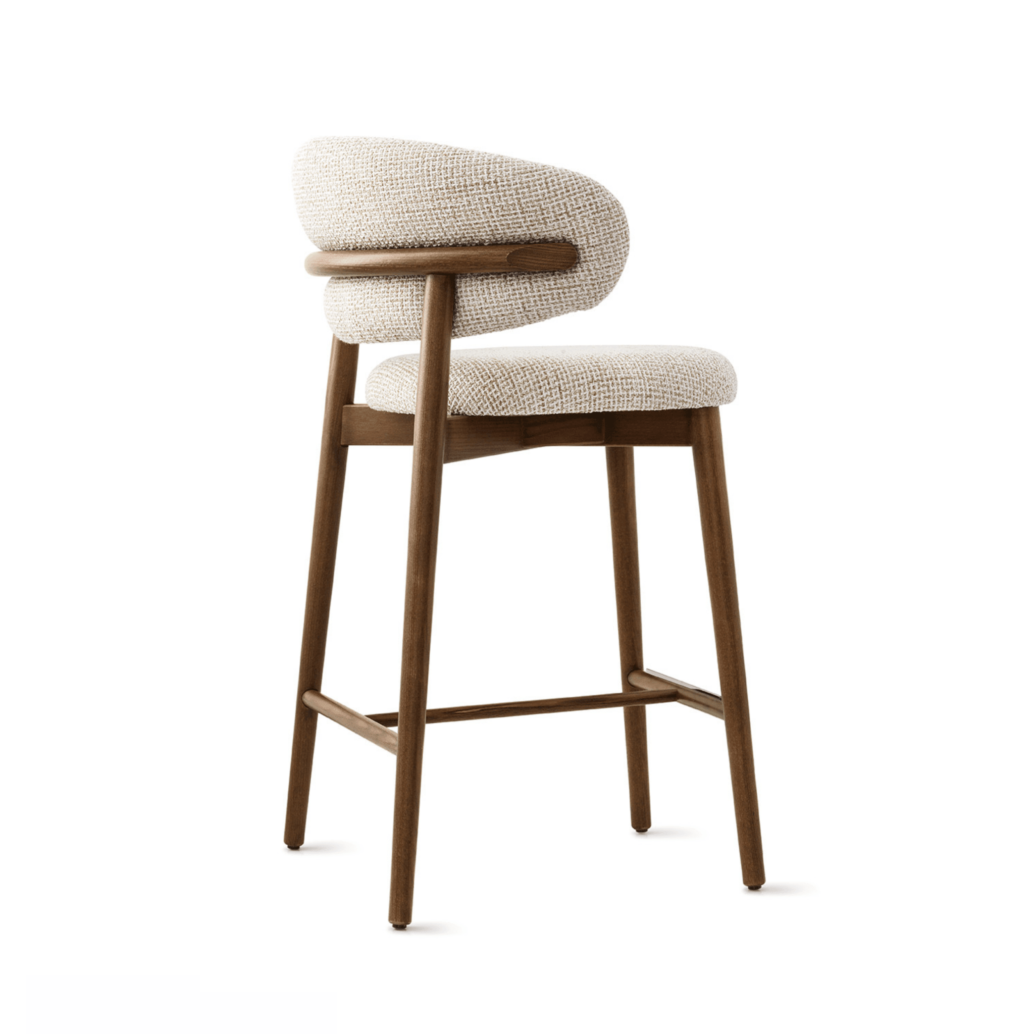 Krzesło barowe OLEANDRO boucle beżowy z drewnianą podstawą Calligaris Eye on Design