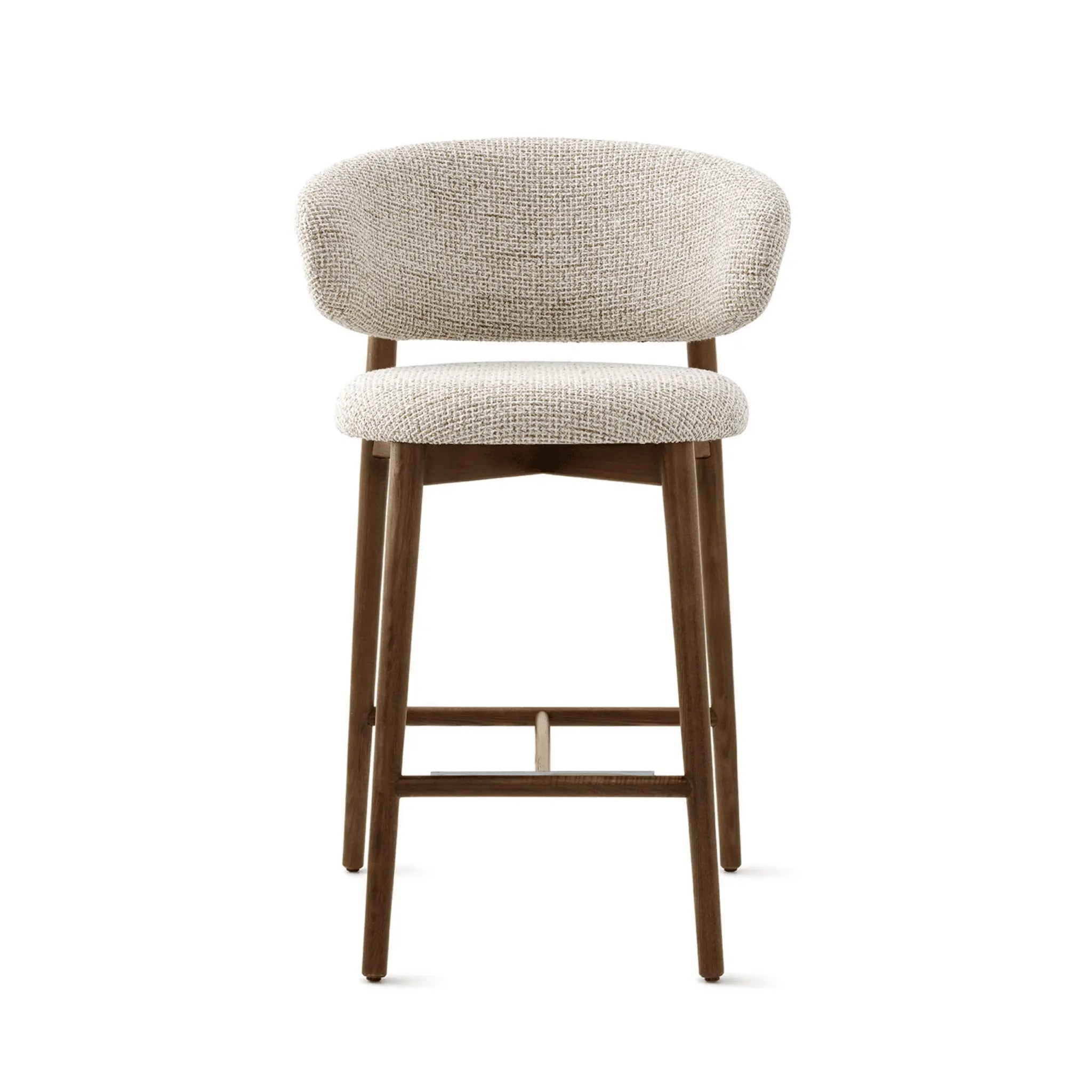 Krzesło barowe OLEANDRO boucle beżowy z drewnianą podstawą – Calligaris