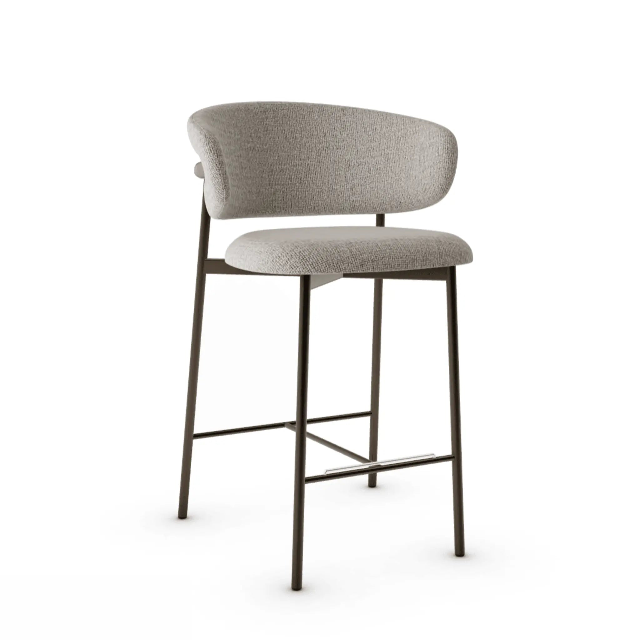 Krzesło barowe OLEANDRO boucle beżowy z metalową podstawą – tkanina bouclé, Calligaris