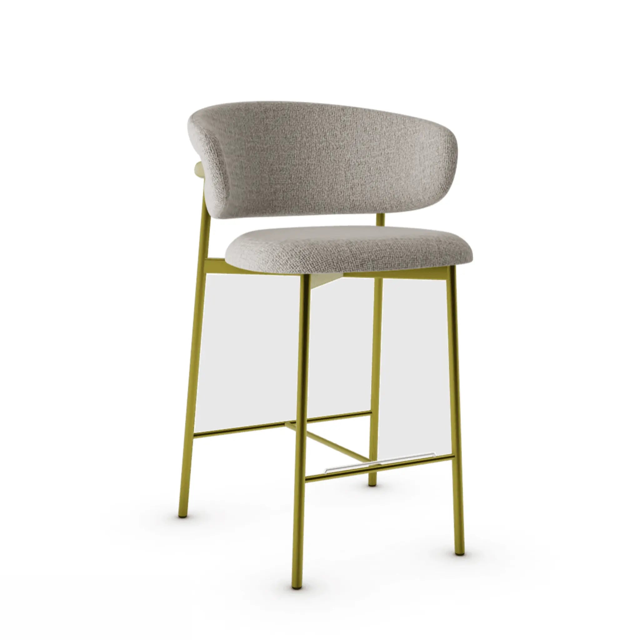 Krzesło barowe OLEANDRO boucle beżowy z metalową podstawą, marka Calligaris