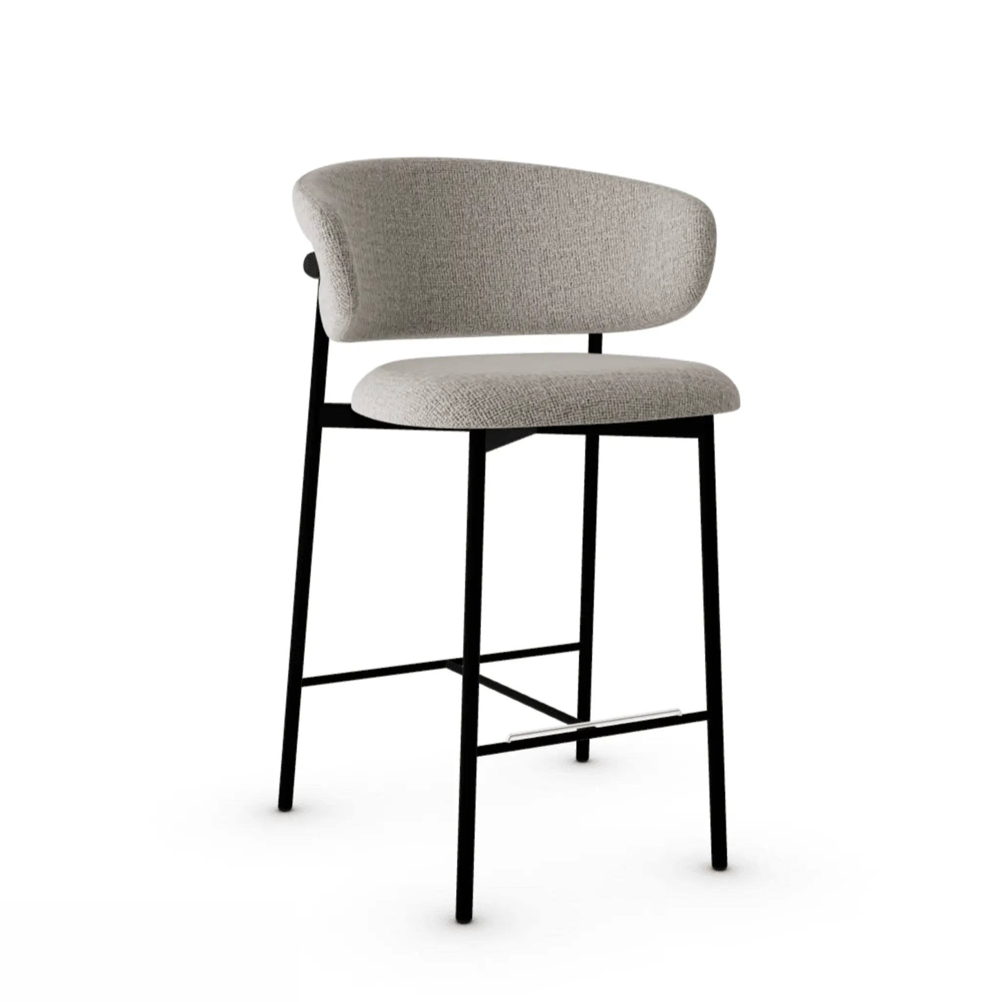 Krzesło barowe OLEANDRO boucle beżowy z metalową podstawą – Calligaris