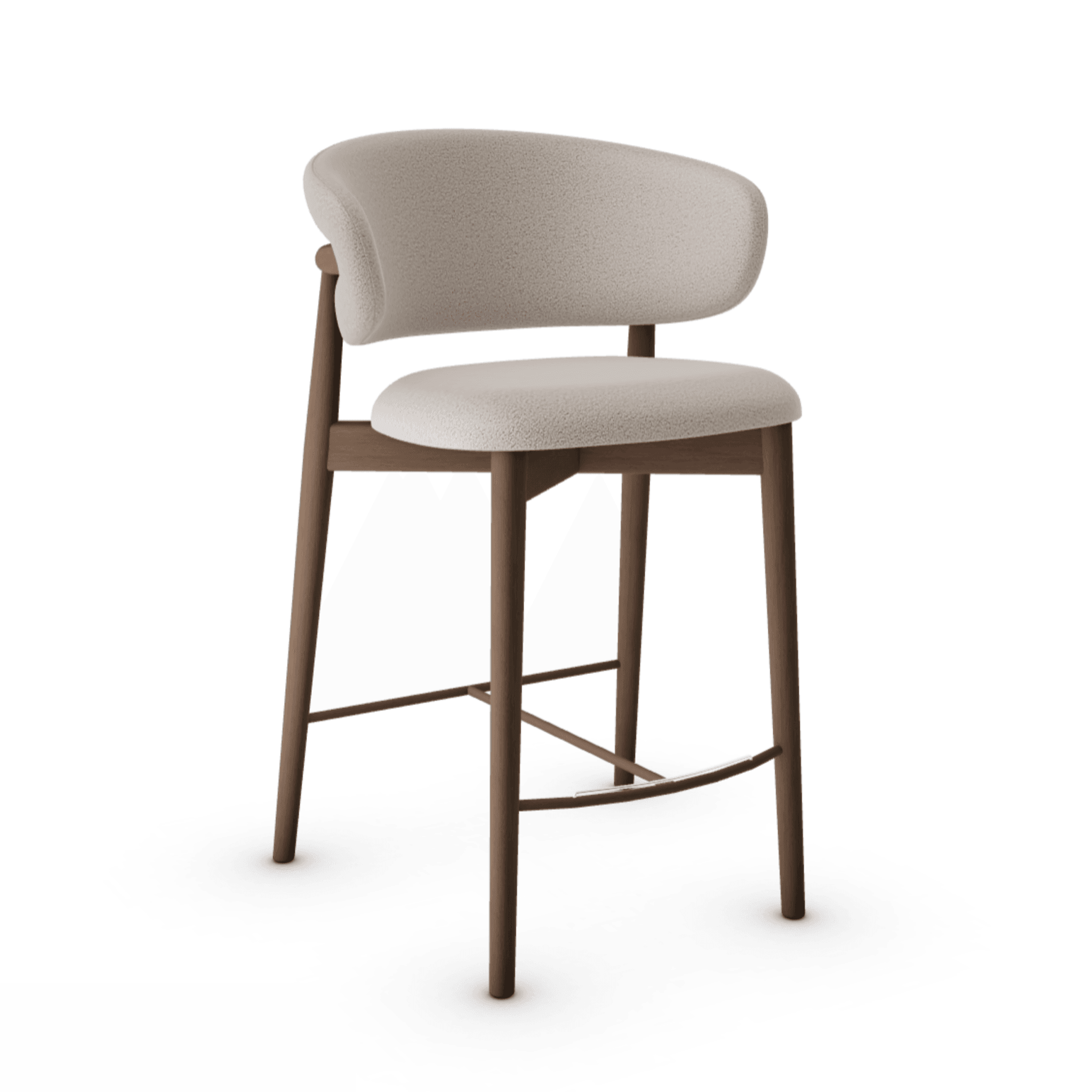 Krzesło barowe OLEANDRO boucle jasnobrązowy z drewnianą podstawą Calligaris ciemnobrązowa Eye on Design