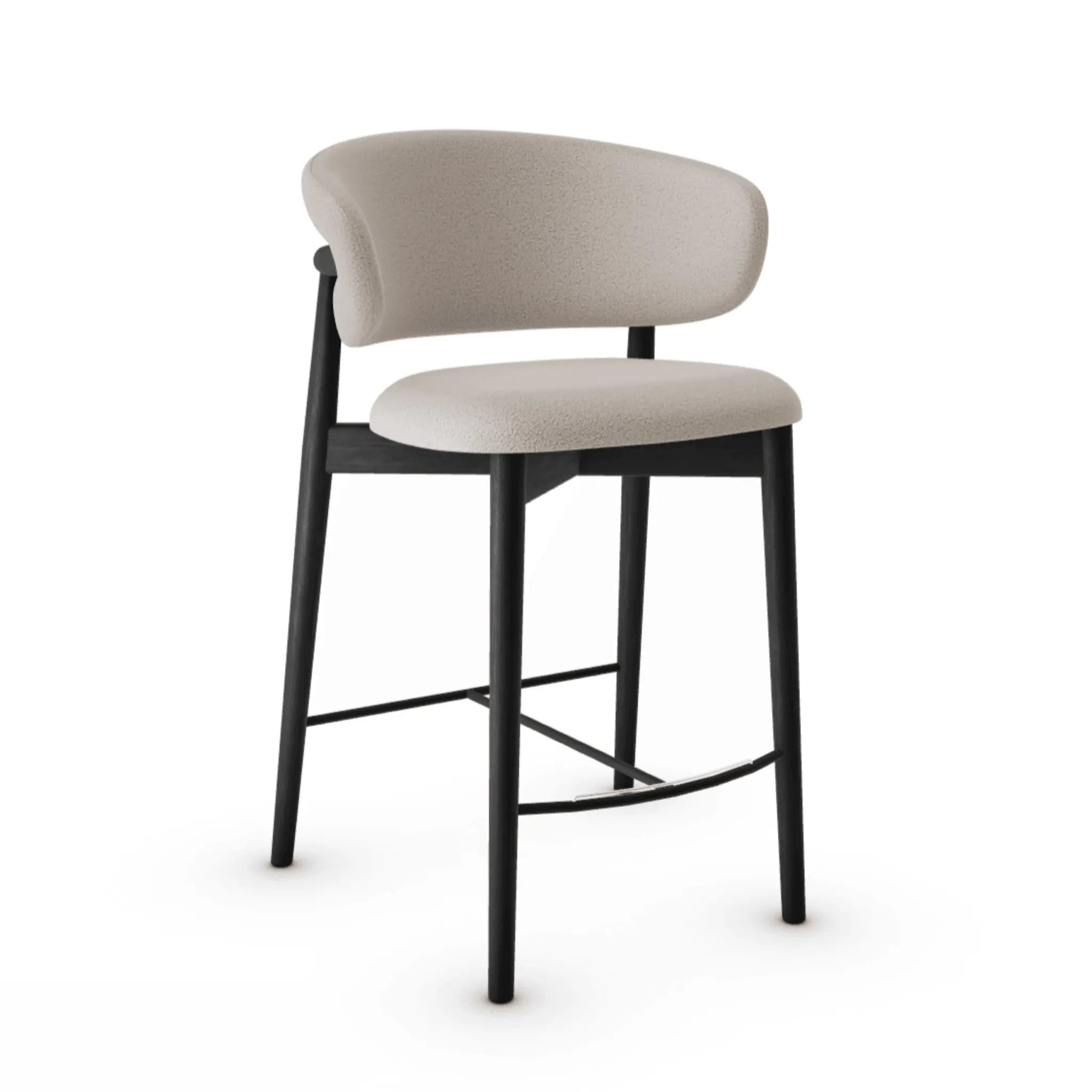 Krzesło barowe OLEANDRO boucle jasnobrązowy z drewnianą podstawą – tkanina bouclé, Calligaris