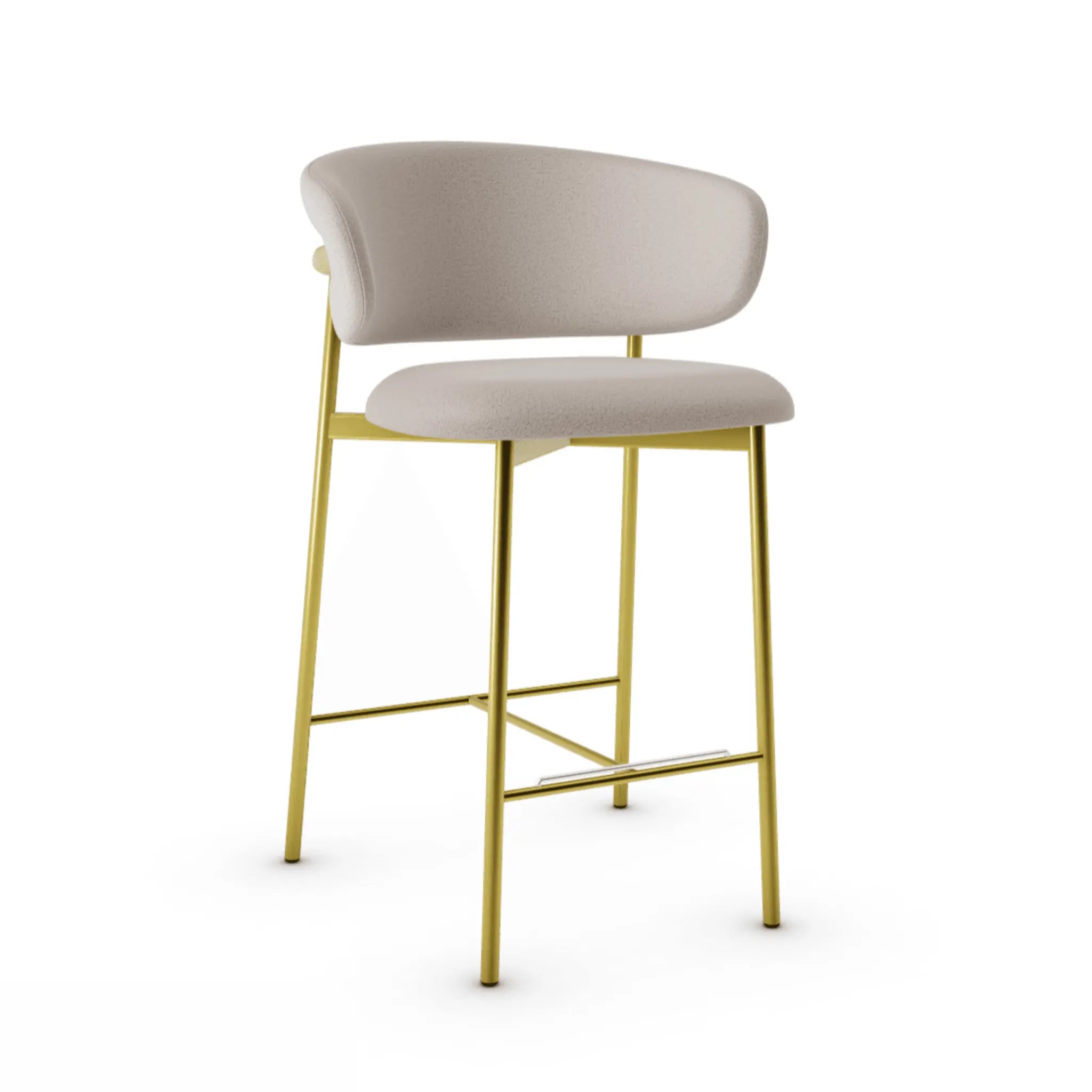 Krzesło barowe OLEANDRO boucle jasnobrązowy z metalową podstawą – Calligaris
