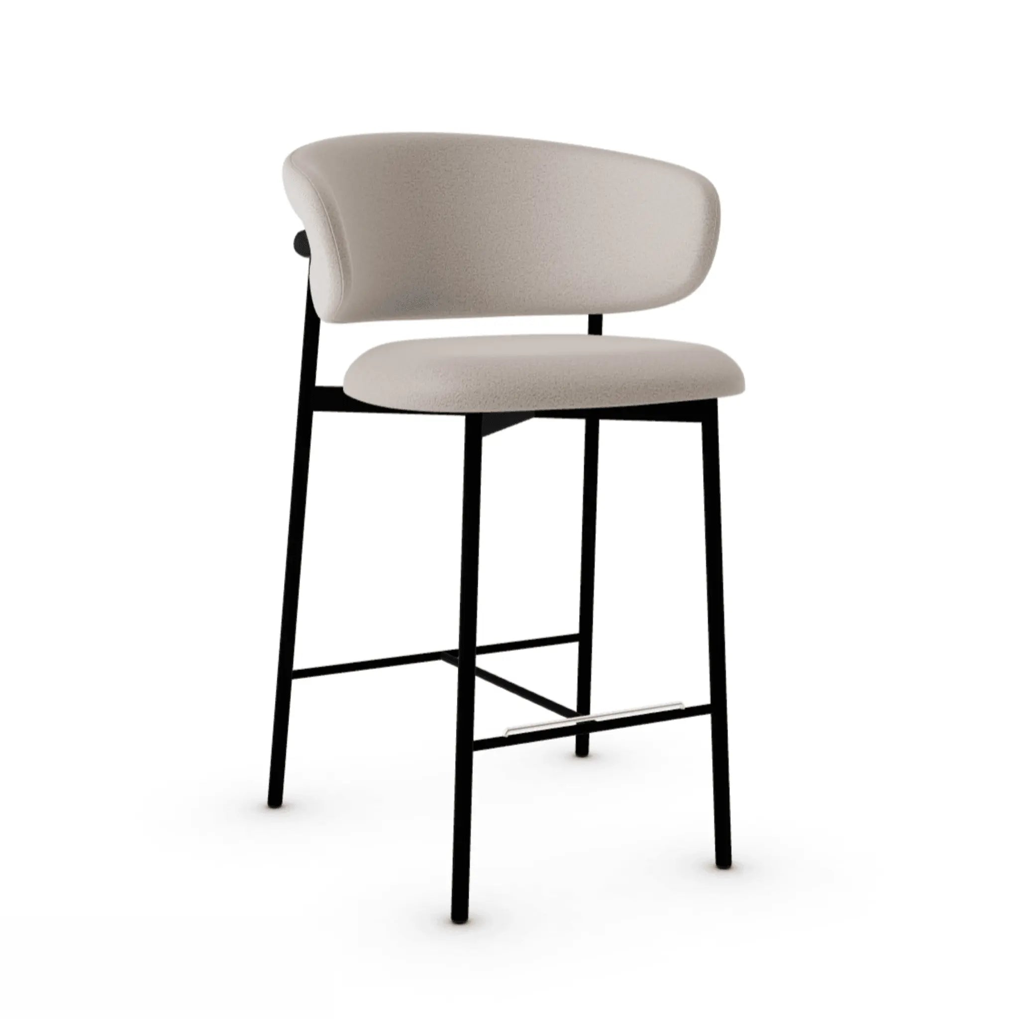 Krzesło barowe OLEANDRO boucle jasnobrązowy z metalową podstawą – tkanina bouclé, Calligaris