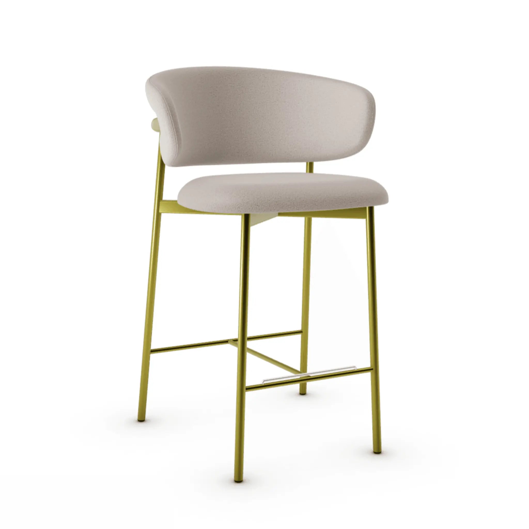 Krzesło barowe OLEANDRO boucle jasnobrązowy z metalową podstawą, marka Calligaris