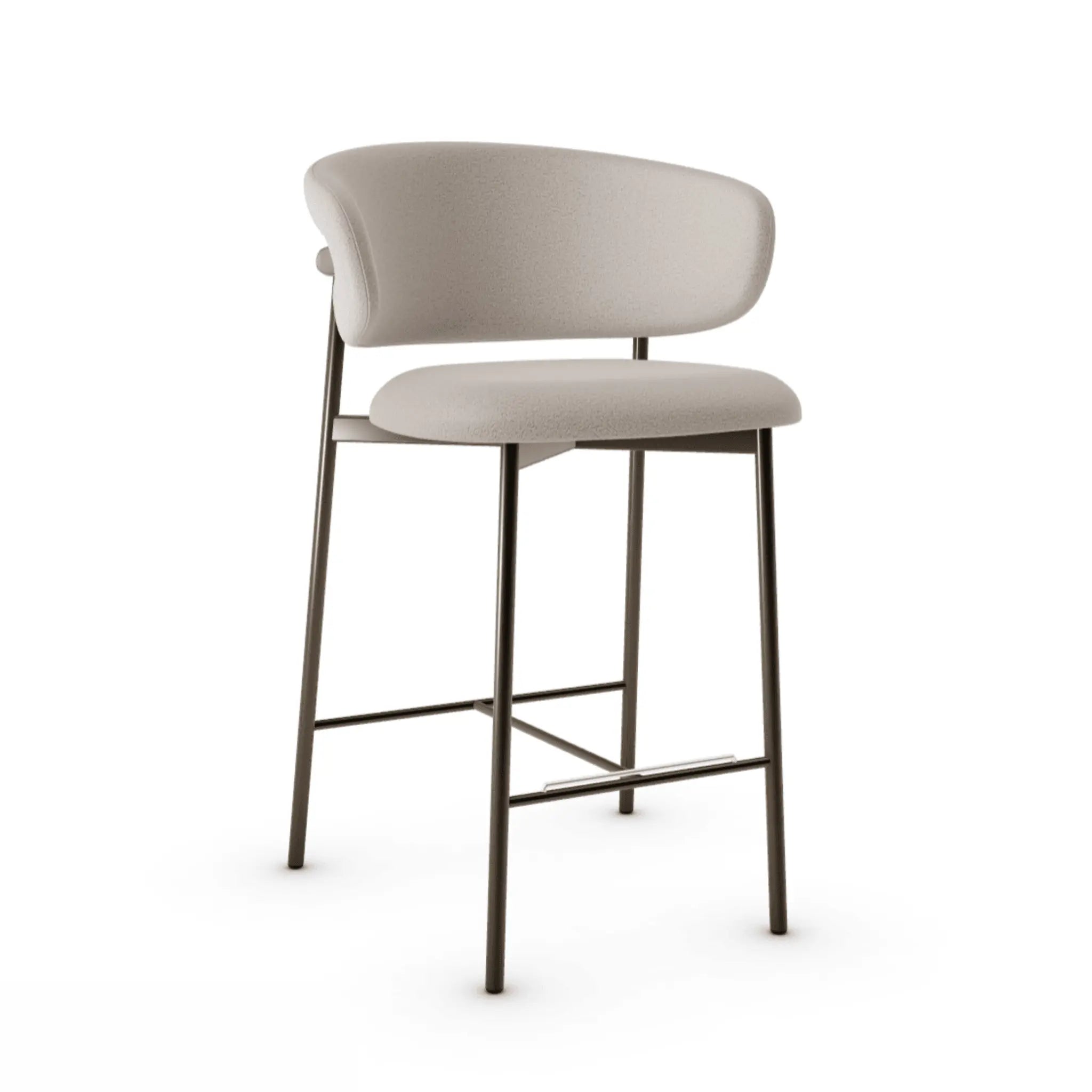 Krzesło barowe OLEANDRO boucle jasnobrązowy z metalową podstawą – Calligaris