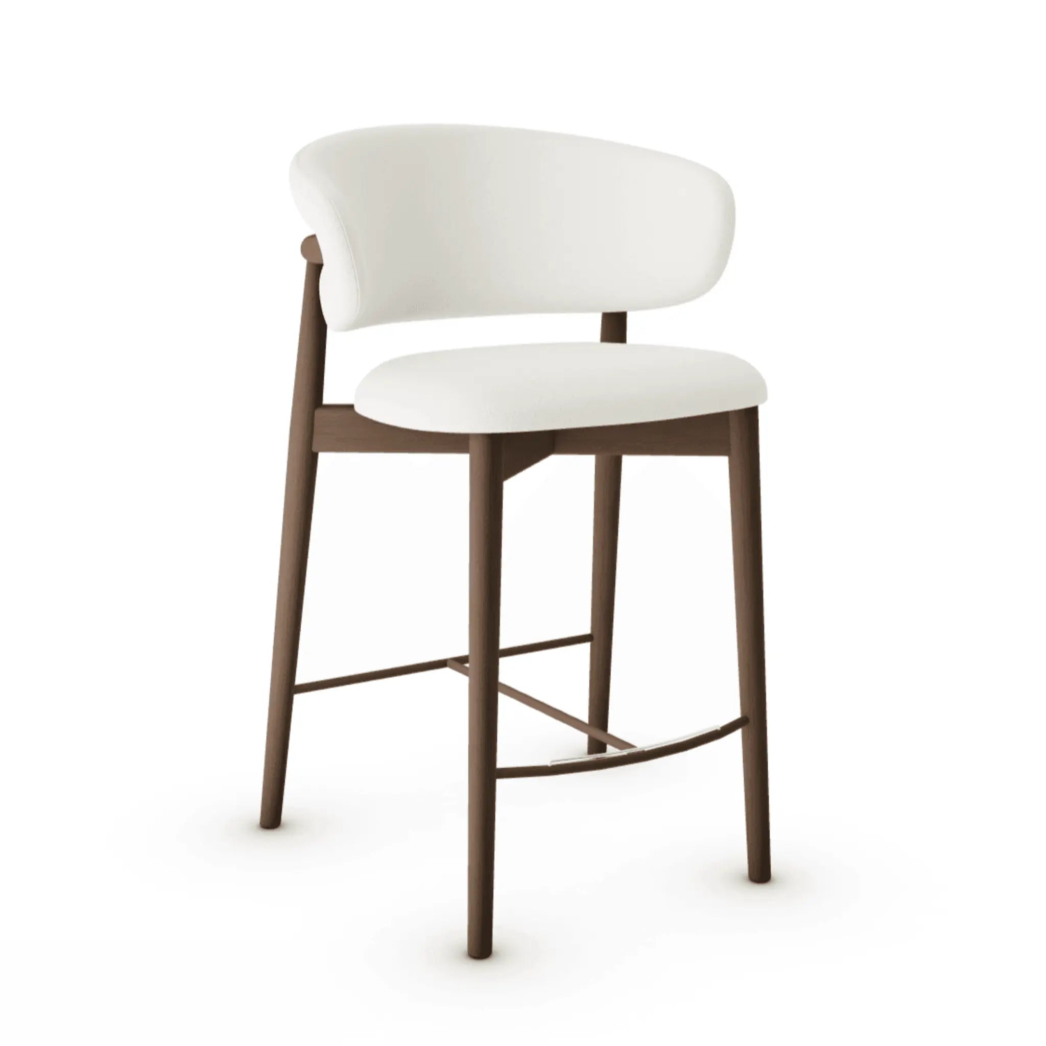Krzesło barowe OLEANDRO boucle kremowy z drewnianą podstawą – Calligaris