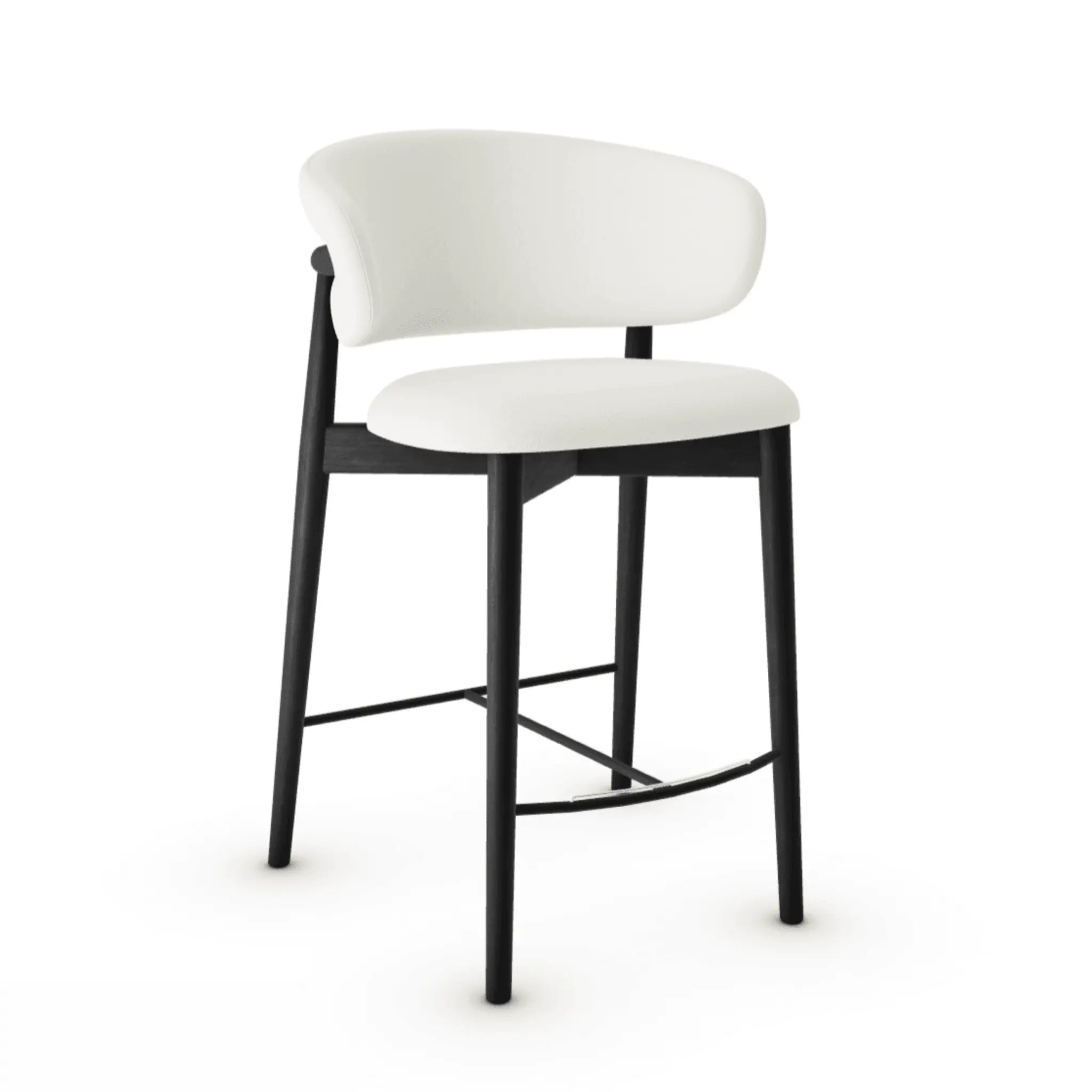 Krzesło barowe OLEANDRO boucle kremowy z drewnianą podstawą – tkanina bouclé, Calligaris