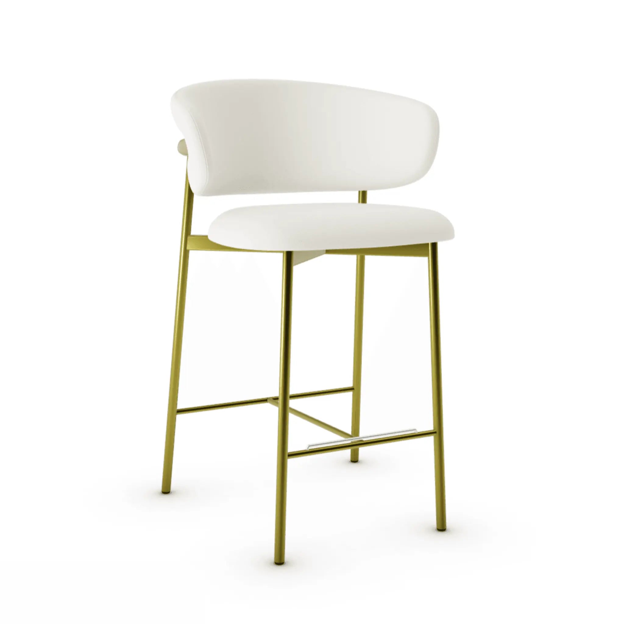 Krzesło barowe OLEANDRO boucle kremowy z metalową podstawą, marka Calligaris