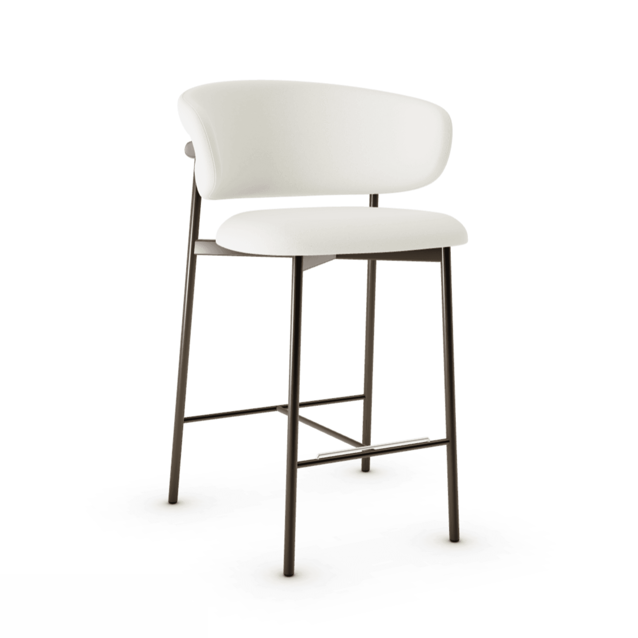 Krzesło barowe OLEANDRO boucle kremowy z metalową podstawą Calligaris metalowa matowy brąz Eye on Design