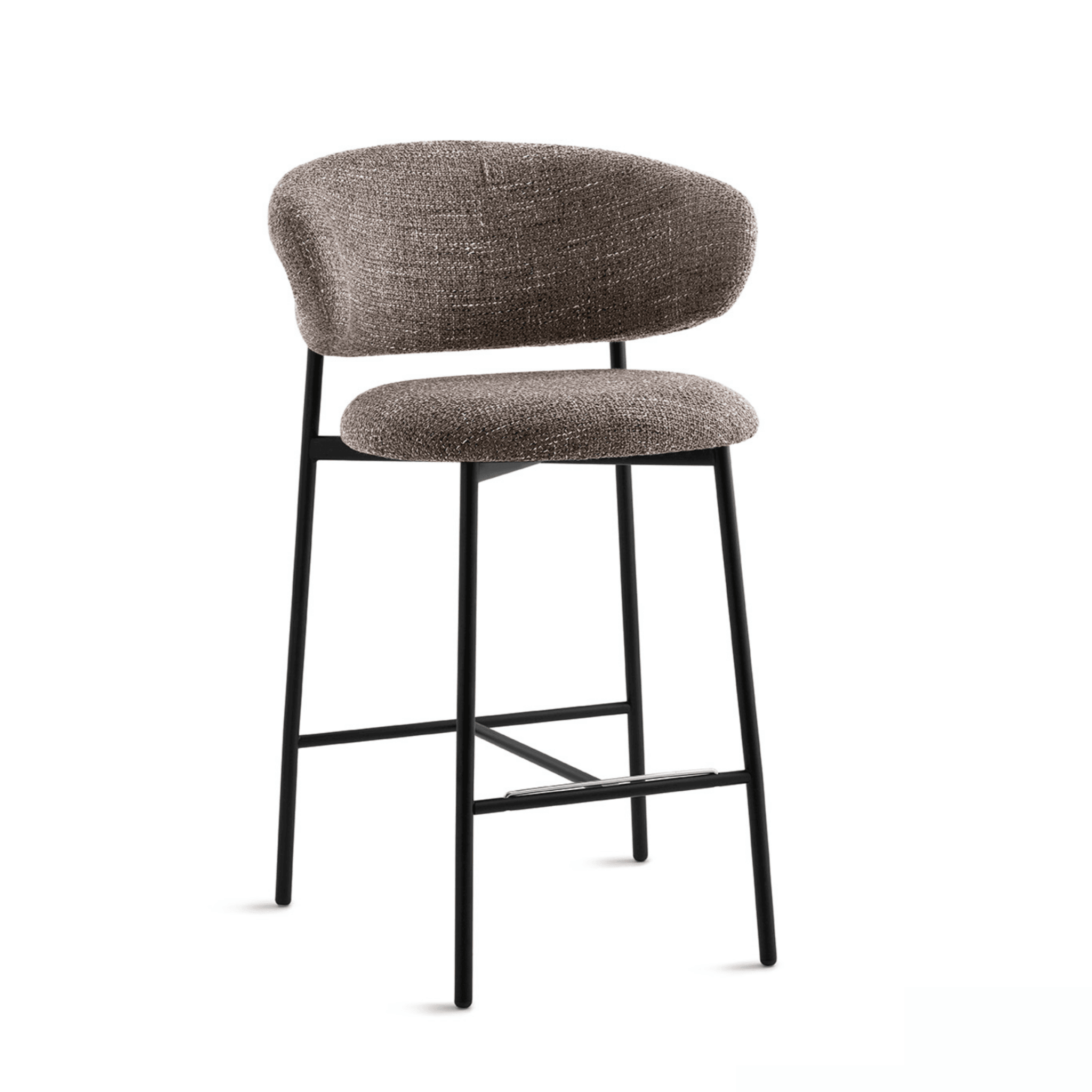 Krzesło barowe OLEANDRO boucle taupe z metalową podstawą Calligaris metalowa matowa czerń Eye on Design