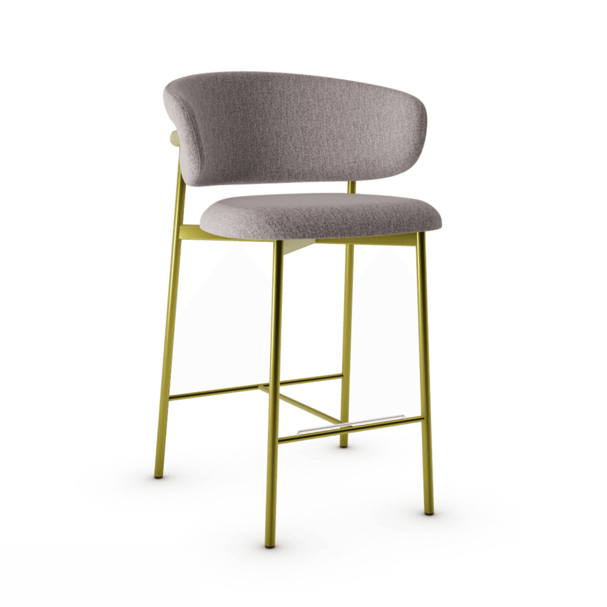 Krzesło barowe OLEANDRO boucle taupe z metalową podstawą Calligaris metalowa matowy mosiądz Eye on Design