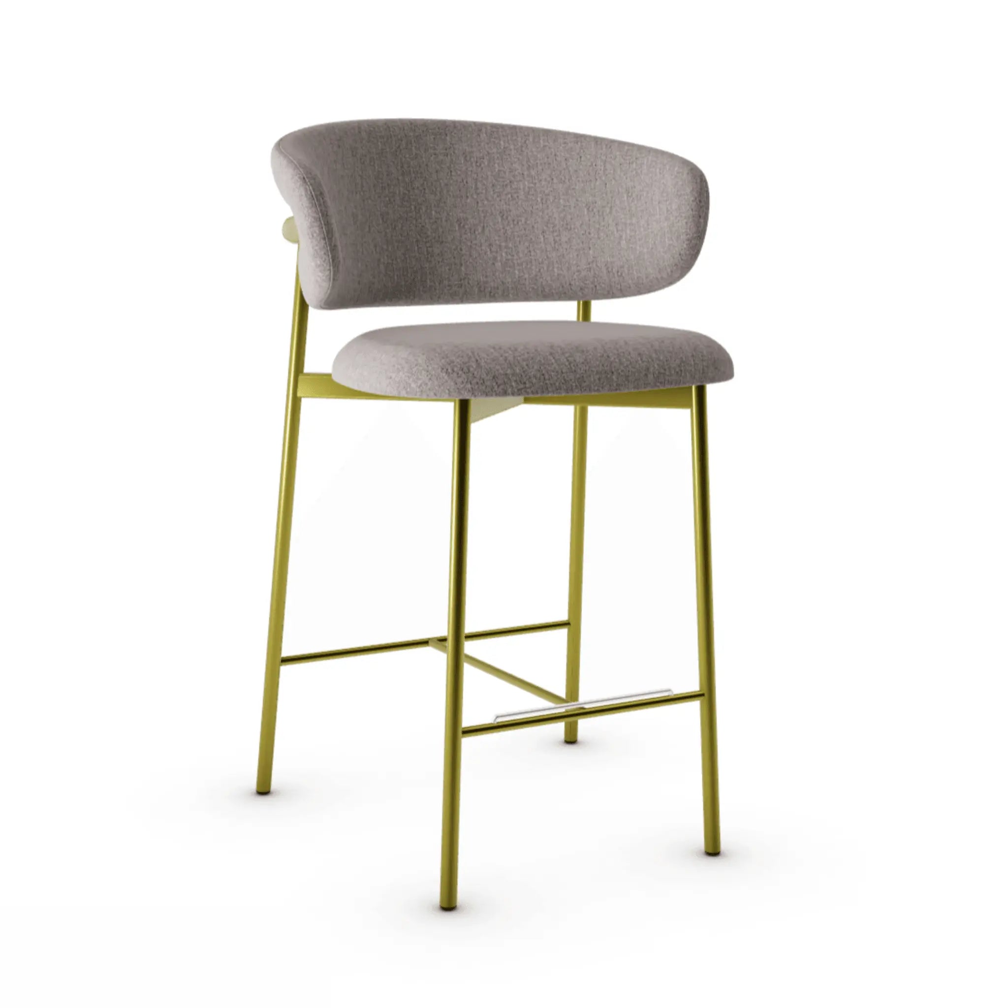 Krzesło barowe OLEANDRO boucle taupe z metalową podstawą – tkanina bouclé, Calligaris