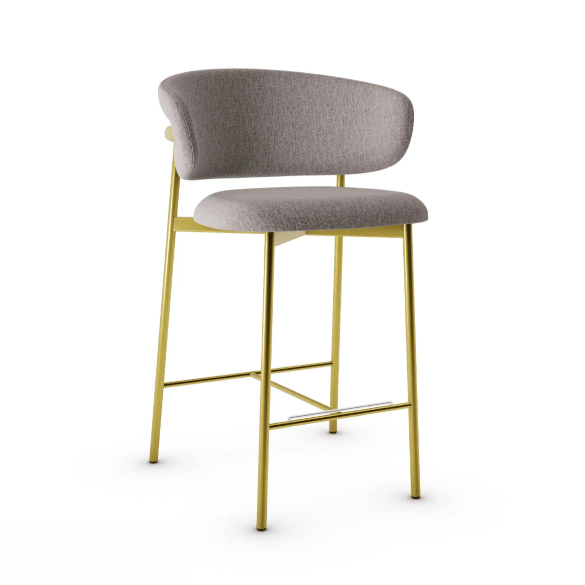Krzesło barowe OLEANDRO boucle taupe z metalową podstawą, marka Calligaris