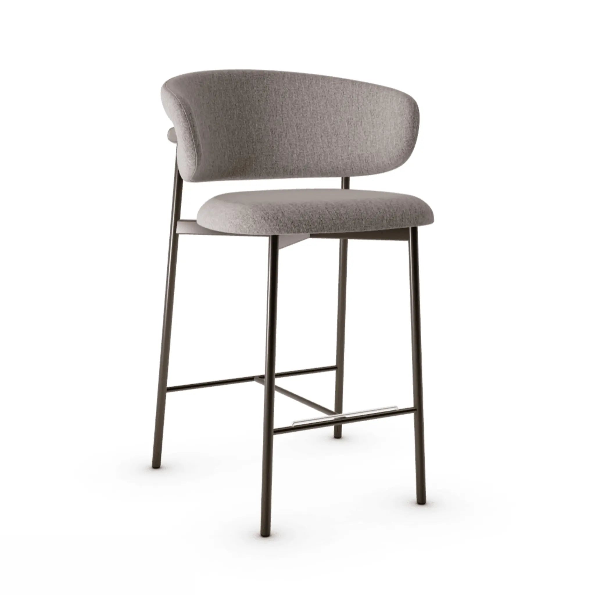 Krzesło barowe OLEANDRO boucle taupe z metalową podstawą – Calligaris