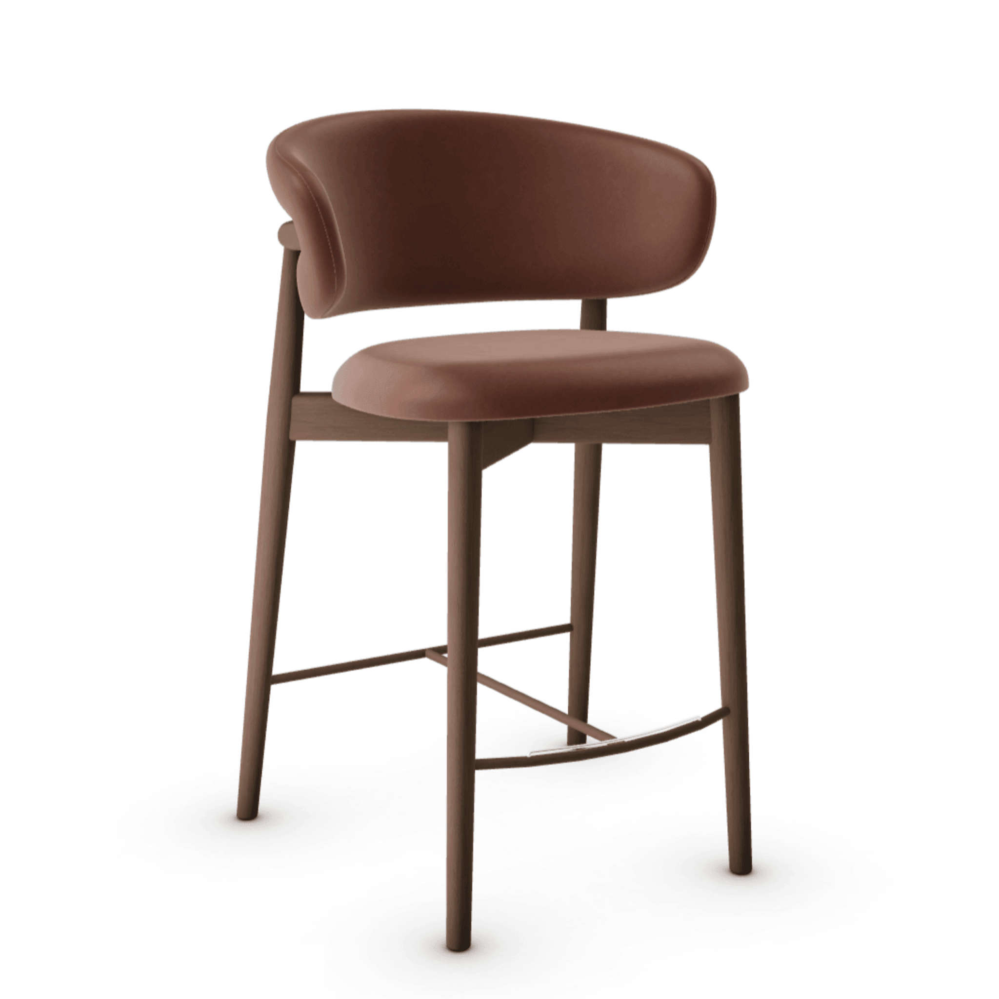 Krzesło barowe OLEANDRO brązowa ekoskóra z drewnianą podstawą Calligaris drewniana ciemnobrązowa Eye on Design