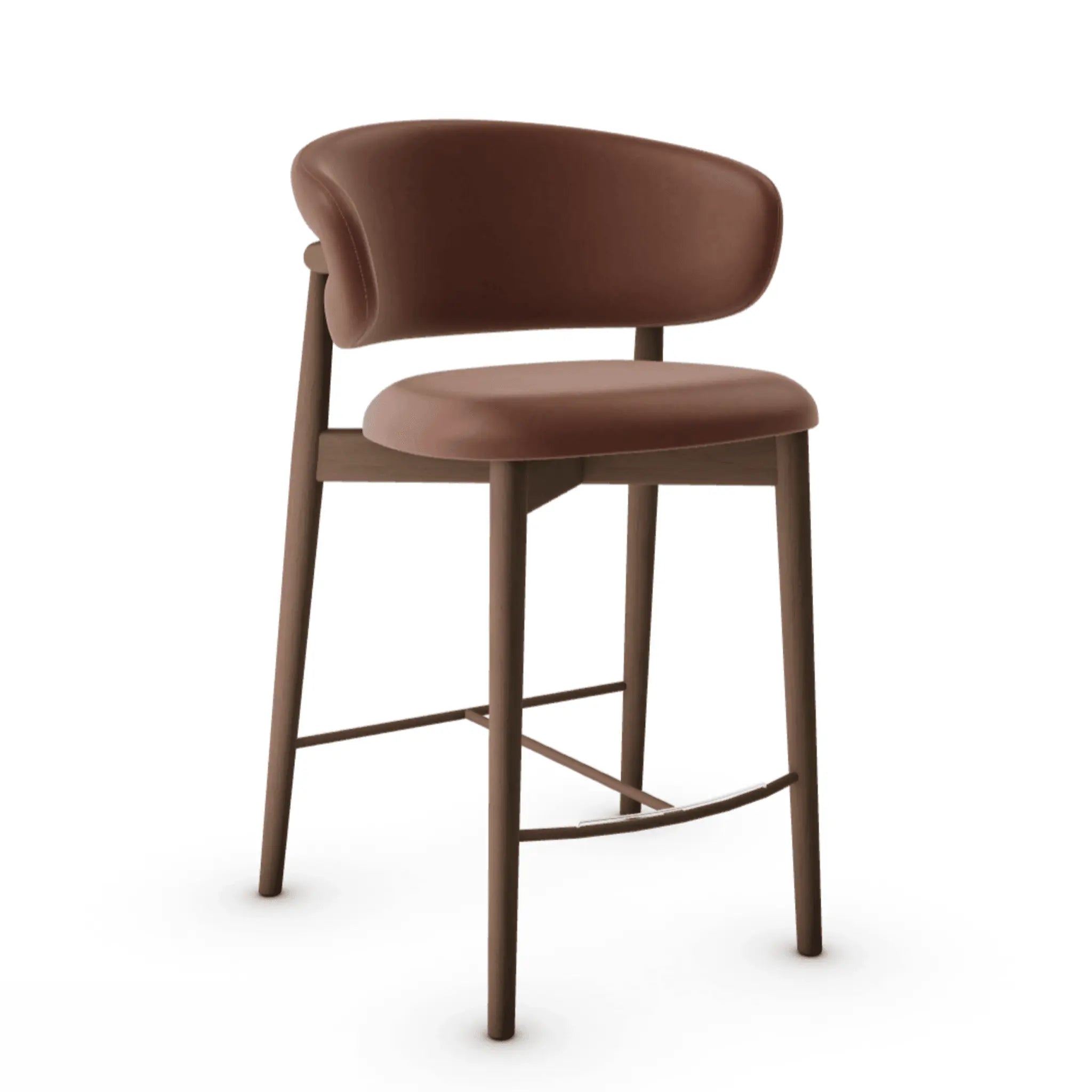 Krzesło barowe OLEANDRO brązowa ekoskóra z drewnianą podstawą – Calligaris