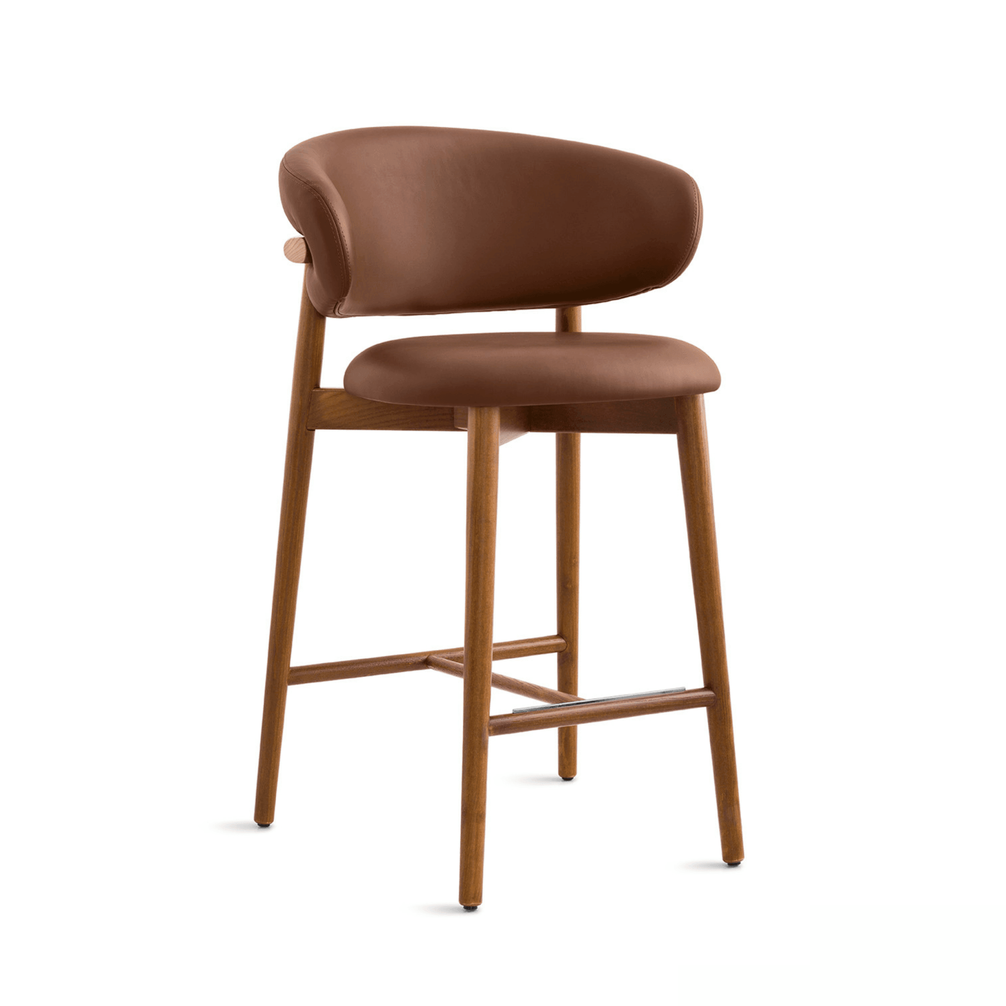 Krzesło barowe OLEANDRO brązowa ekoskóra z drewnianą podstawą Calligaris drewniana orzech włoski Eye on Design