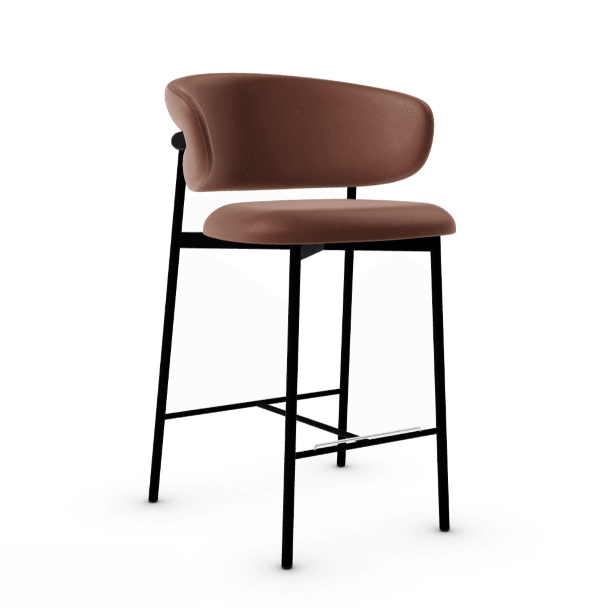 Krzesło barowe OLEANDRO brązowa ekoskóra z metalową podstawą Calligaris metalowa matowa czerń Eye on Design
