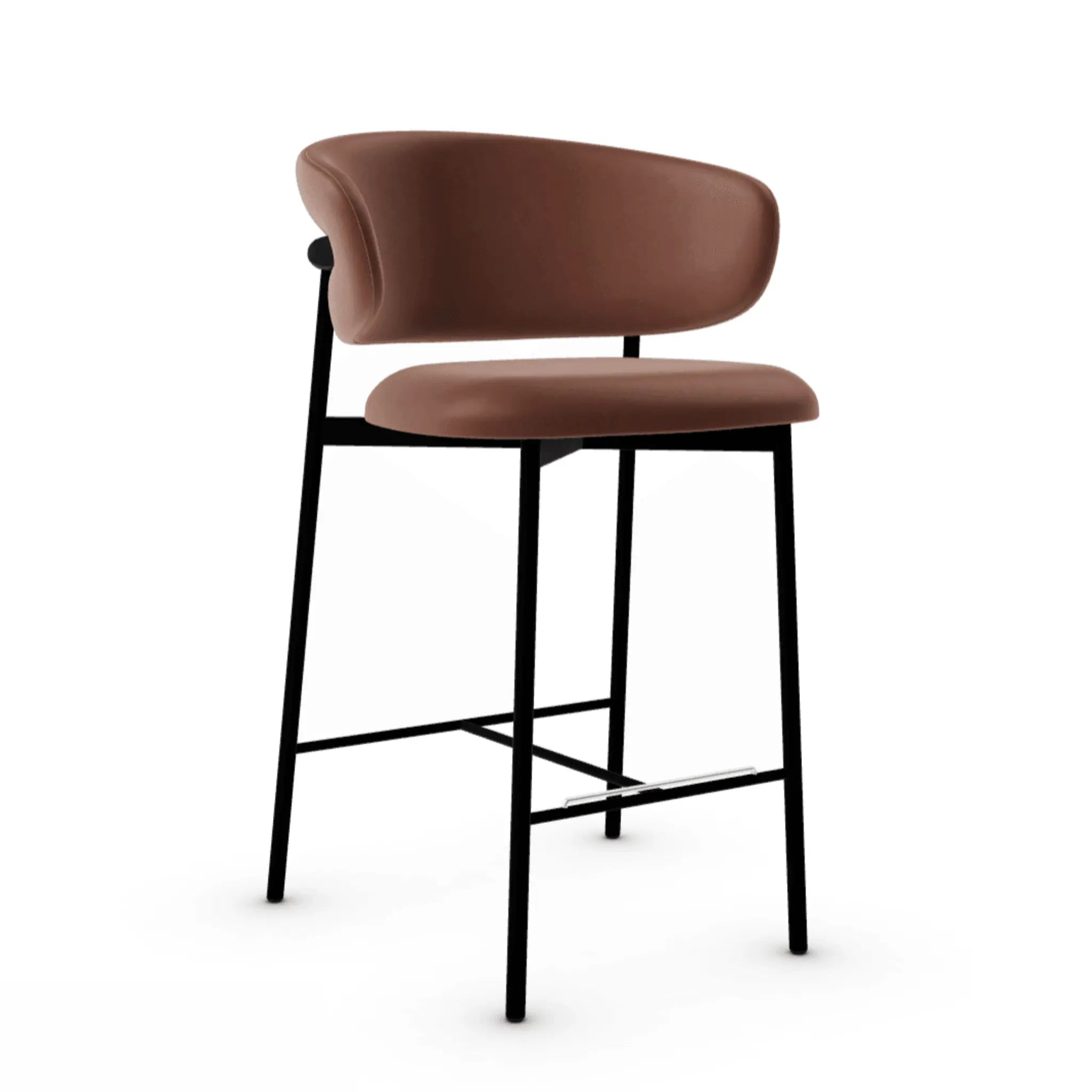Krzesło barowe OLEANDRO brązowa ekoskóra z metalową podstawą – Calligaris