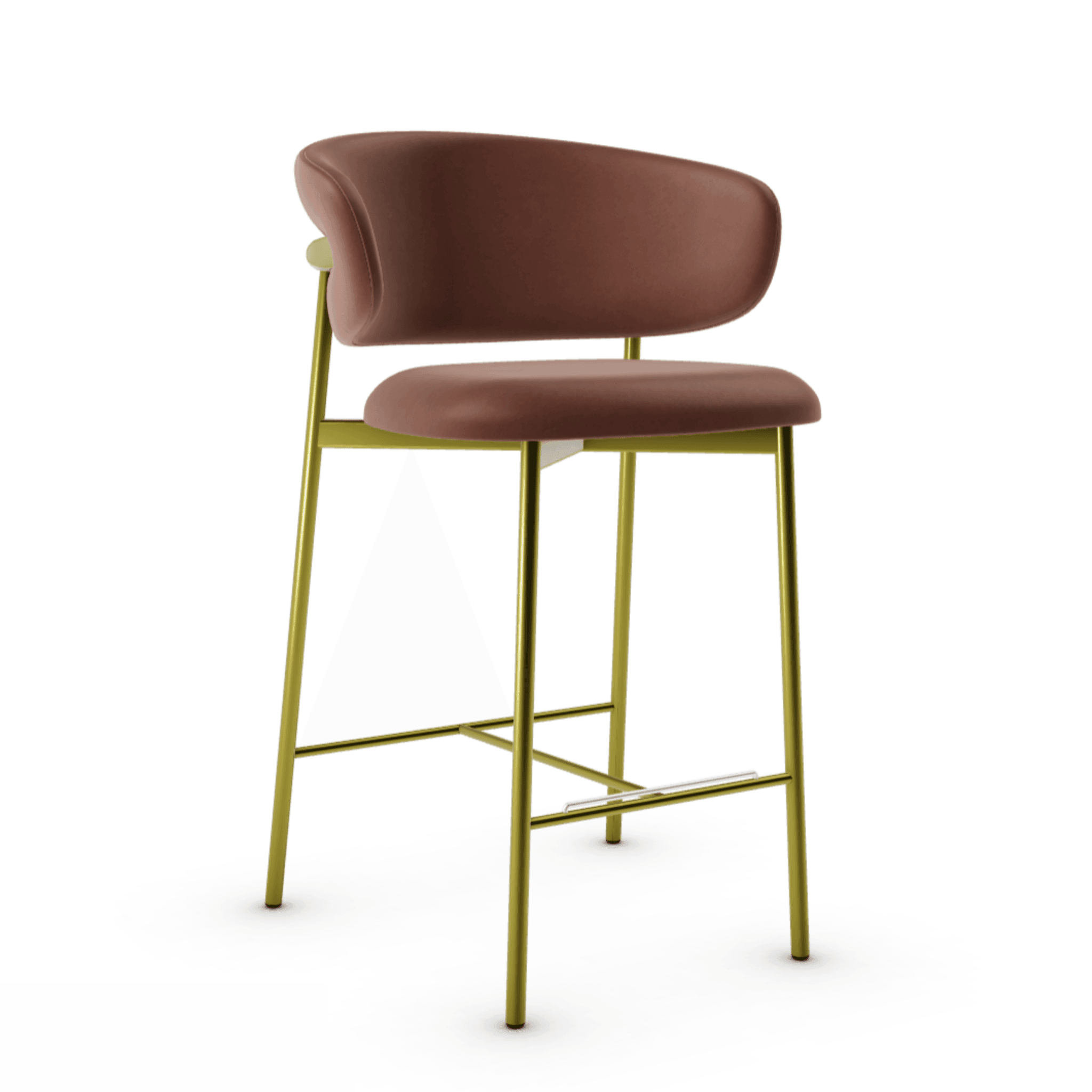 Krzesło barowe OLEANDRO brązowa ekoskóra z metalową podstawą Calligaris metalowa matowy mosiądz Eye on Design