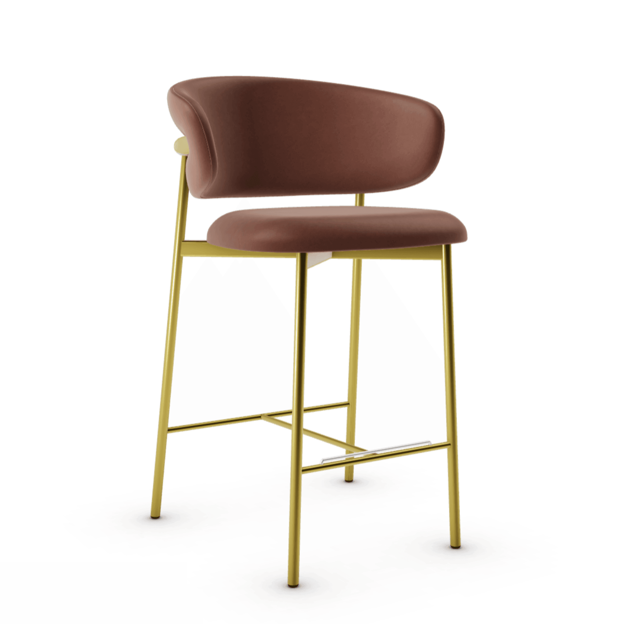 Krzesło barowe OLEANDRO brązowa ekoskóra z metalową podstawą Calligaris metalowa polerowany mosiądz Eye on Design