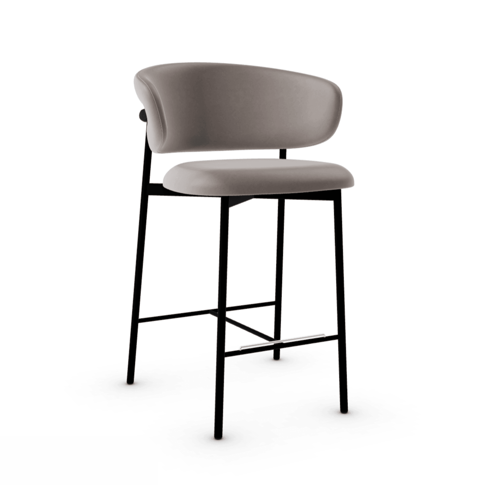 Krzesło barowe OLEANDRO ciemnobeżowa ekoskóra z metalową podstawą Calligaris metalowa matowa czerń Eye on Design