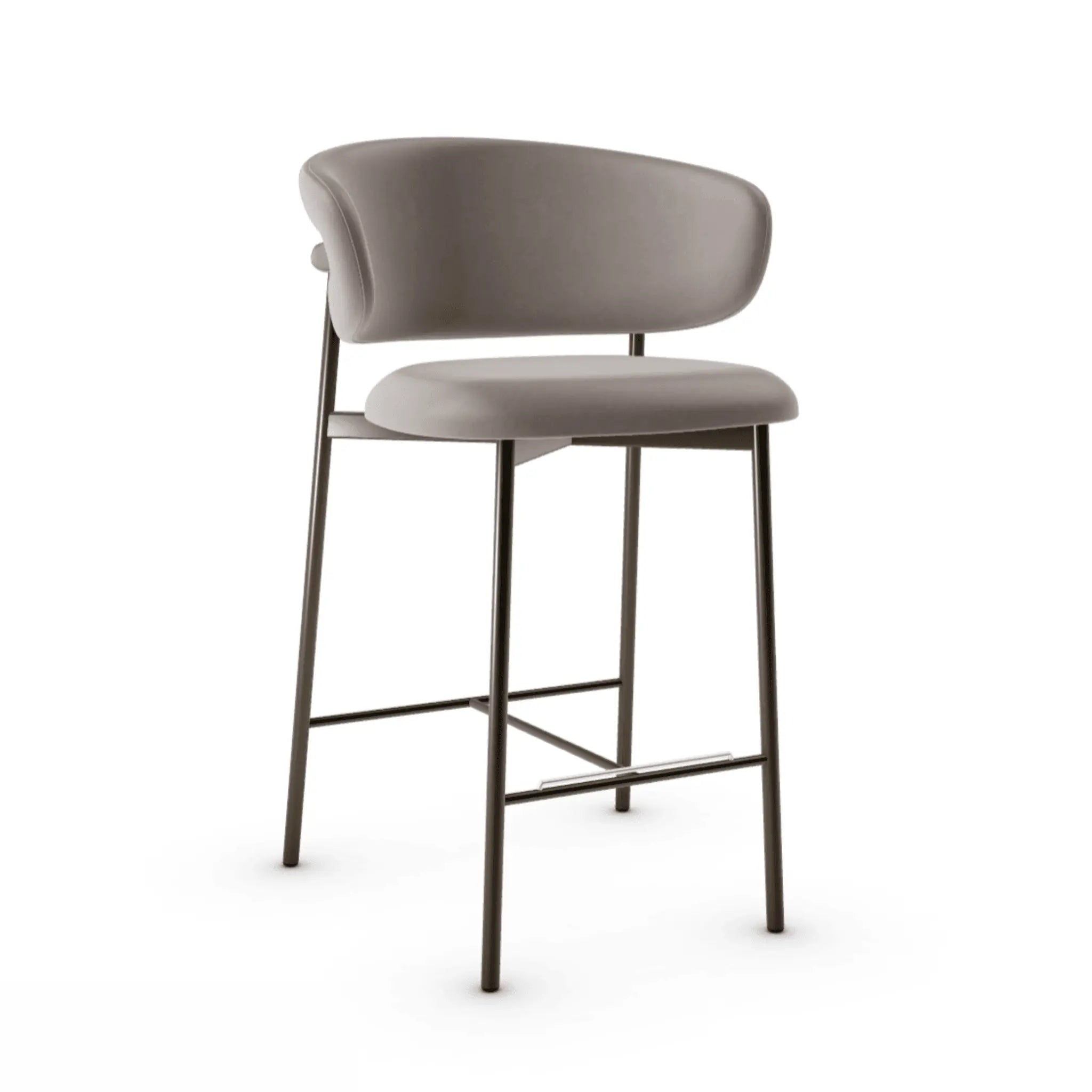 Krzesło barowe OLEANDRO ciemnobeżowa ekoskóra z metalową podstawą – drewno, Calligaris