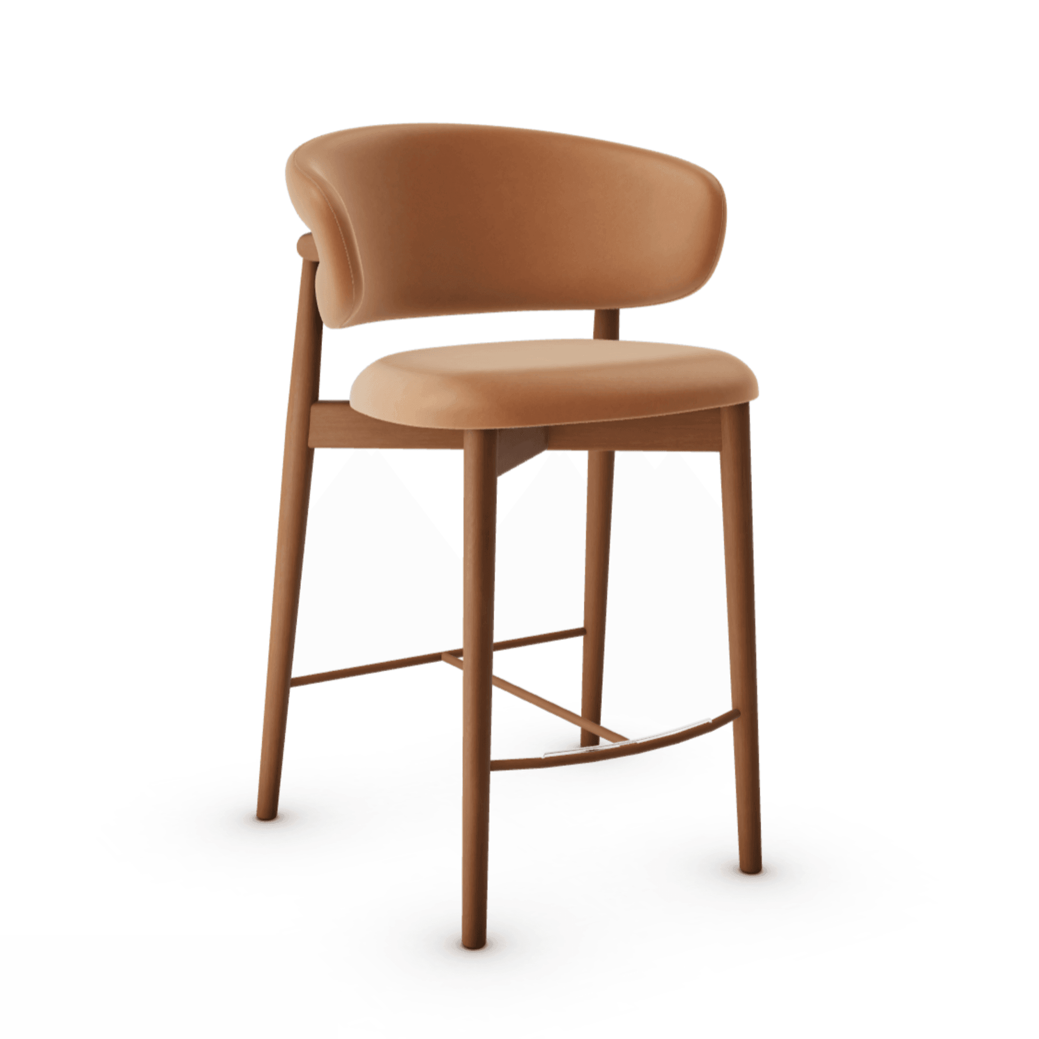 Krzesło barowe OLEANDRO koniakowa ekoskóra z drewnianą podstawą Calligaris drewniana orzech włoski Eye on Design