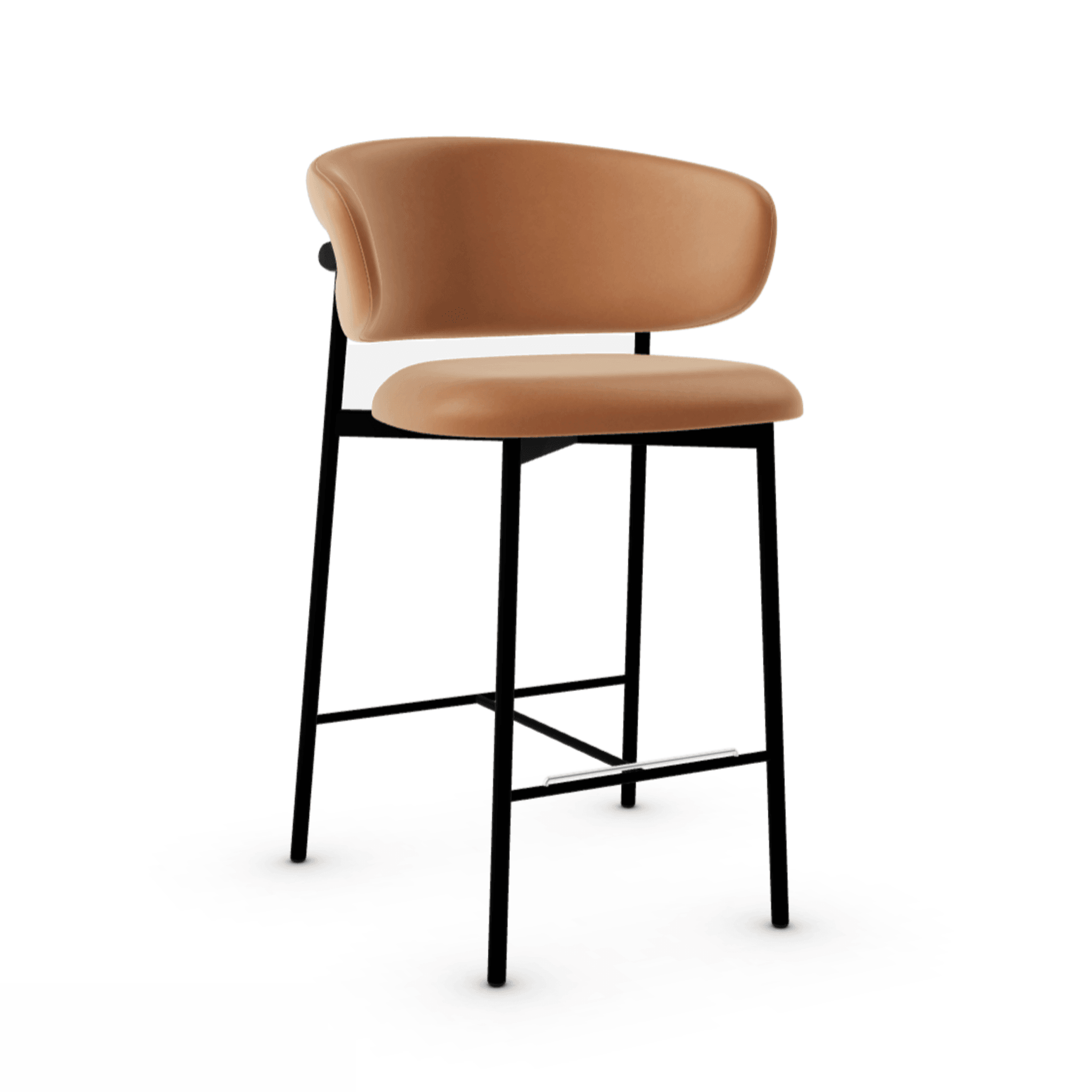 Krzesło barowe OLEANDRO koniakowa ekoskóra z metalową podstawą Calligaris metalowa matowa czerń Eye on Design
