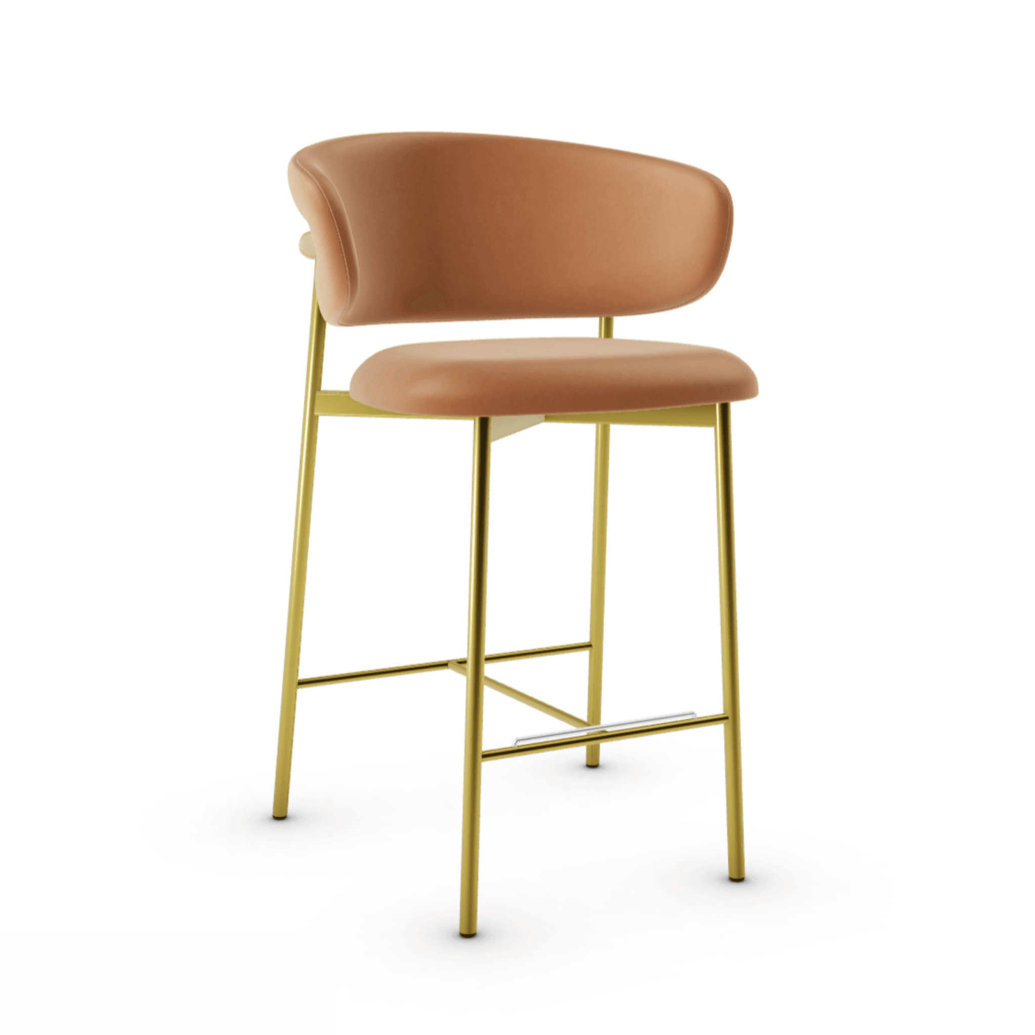 Krzesło barowe OLEANDRO koniakowa ekoskóra z metalową podstawą Calligaris metalowa polerowany mosiądz Eye on Design