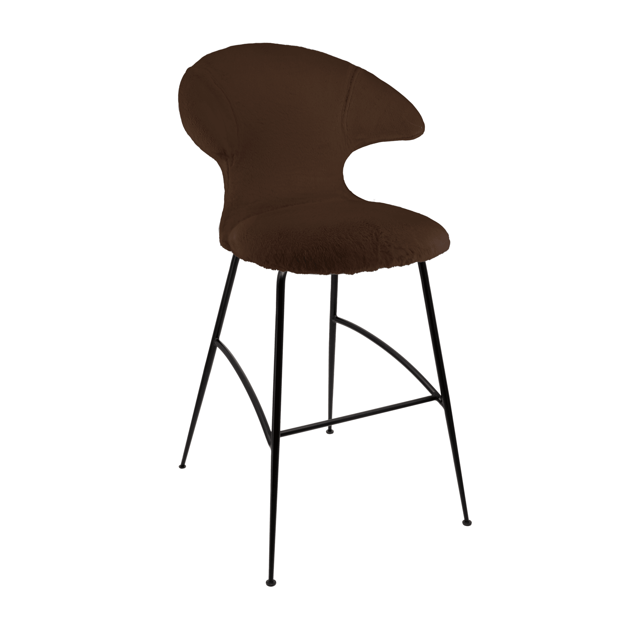 Krzesło barowe TIME FLIES brązowy plusz z czarną podstawą UMAGE Eye on Design