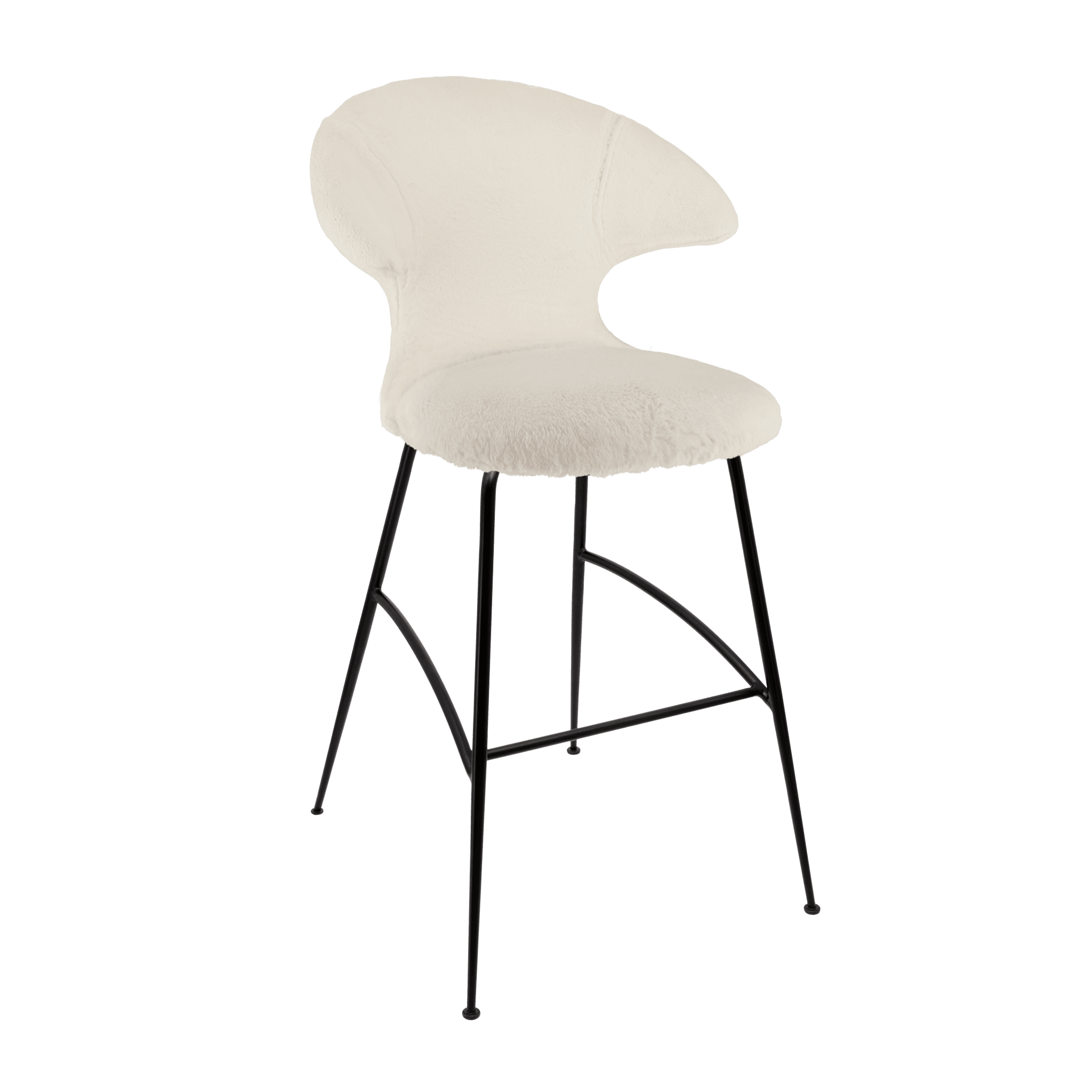 Krzesło barowe TIME FLIES kremowy plusz z czarną podstawą UMAGE Eye on Design