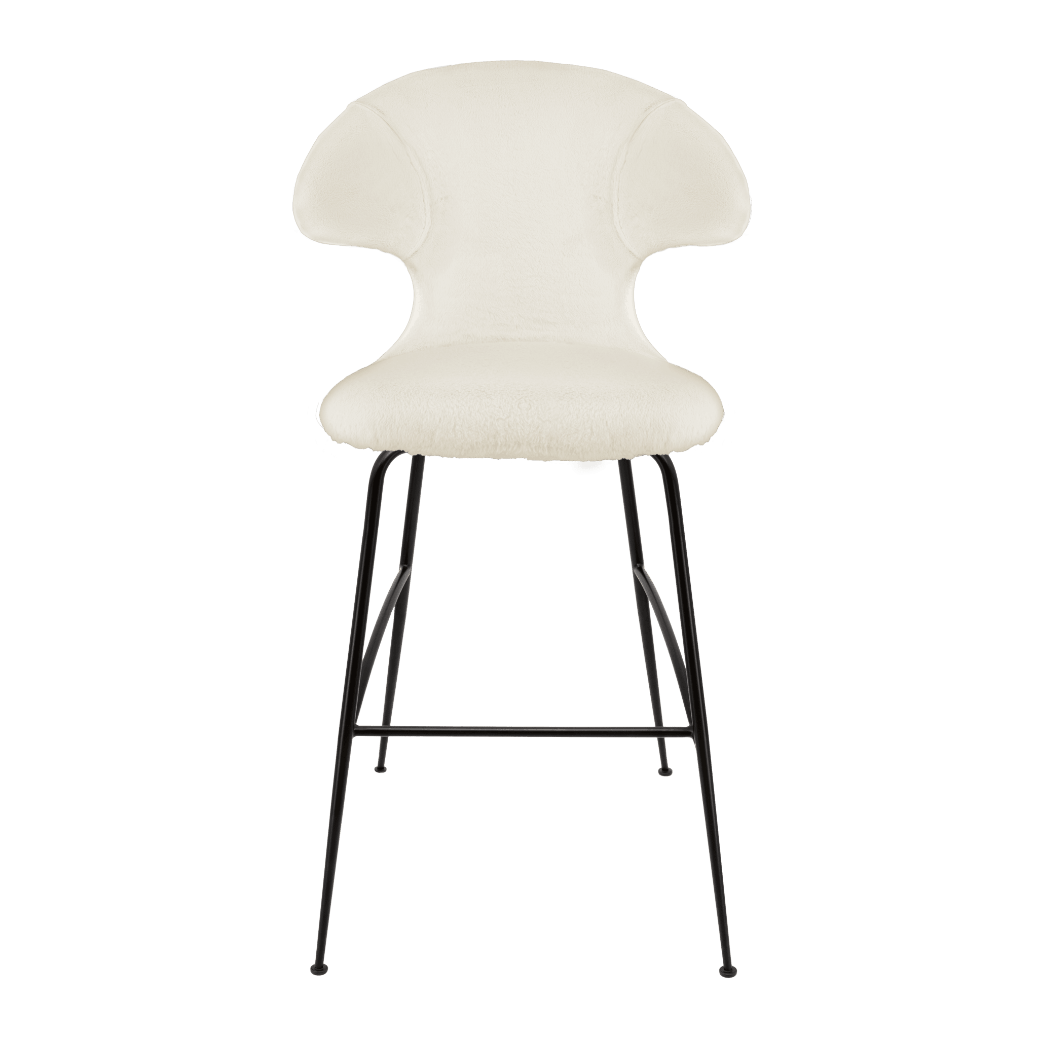 Krzesło barowe TIME FLIES kremowy plusz z czarną podstawą UMAGE 112 cm Eye on Design
