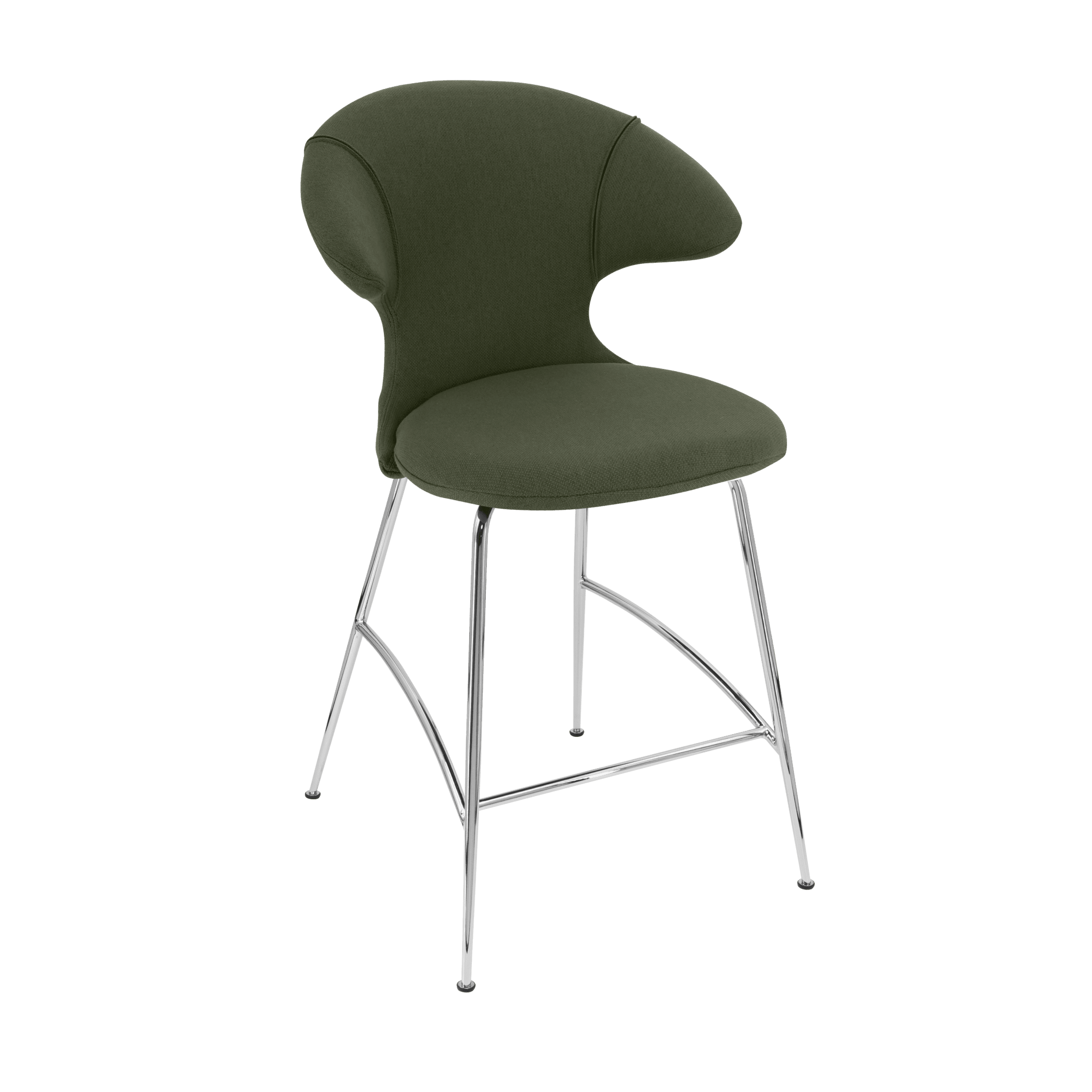 Krzesło barowe TIME FLIES oliwkowy ze srebrną podstawą UMAGE Eye on Design