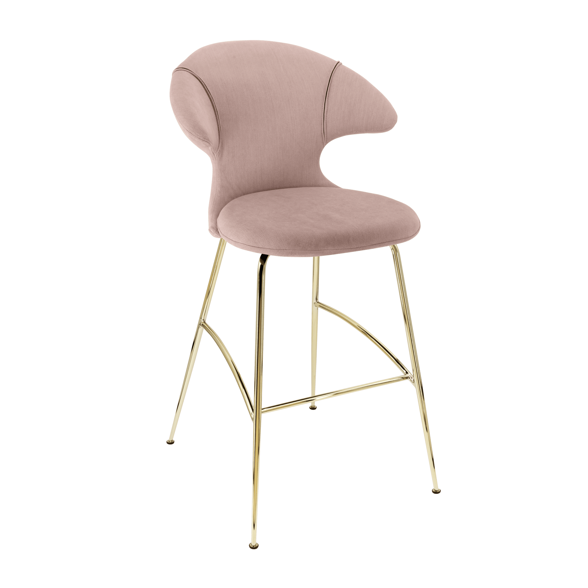 Krzesło barowe TIME FLIES pudrowy róż ze złotą podstawą UMAGE Eye on Design