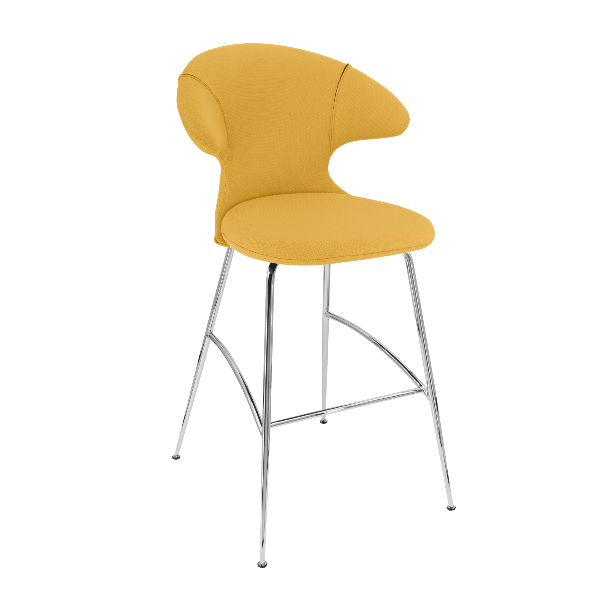 Krzesło barowe TIME FLIES szafranowy ze srebrną podstawą UMAGE Eye on Design