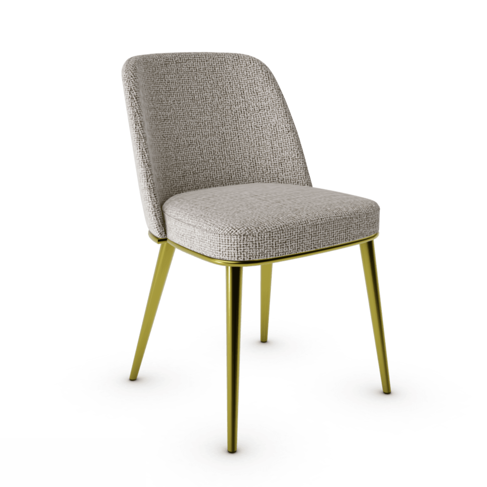 Krzesło FOYER boucle beżowy z metalową podstawą Calligaris metalowa matowy mosiądz Eye on Design