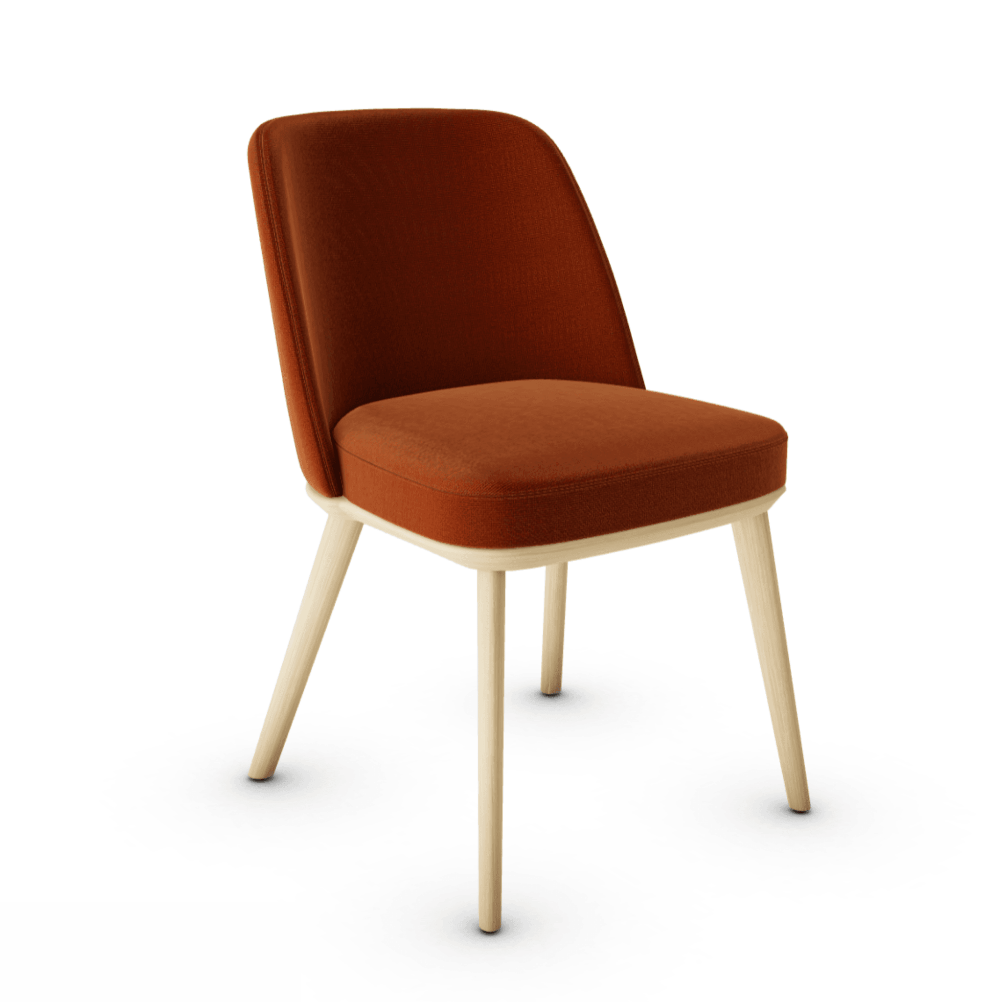 Krzesło FOYER ceglany z drewniana podstawą Calligaris drewniana naturalny dąb Eye on Design