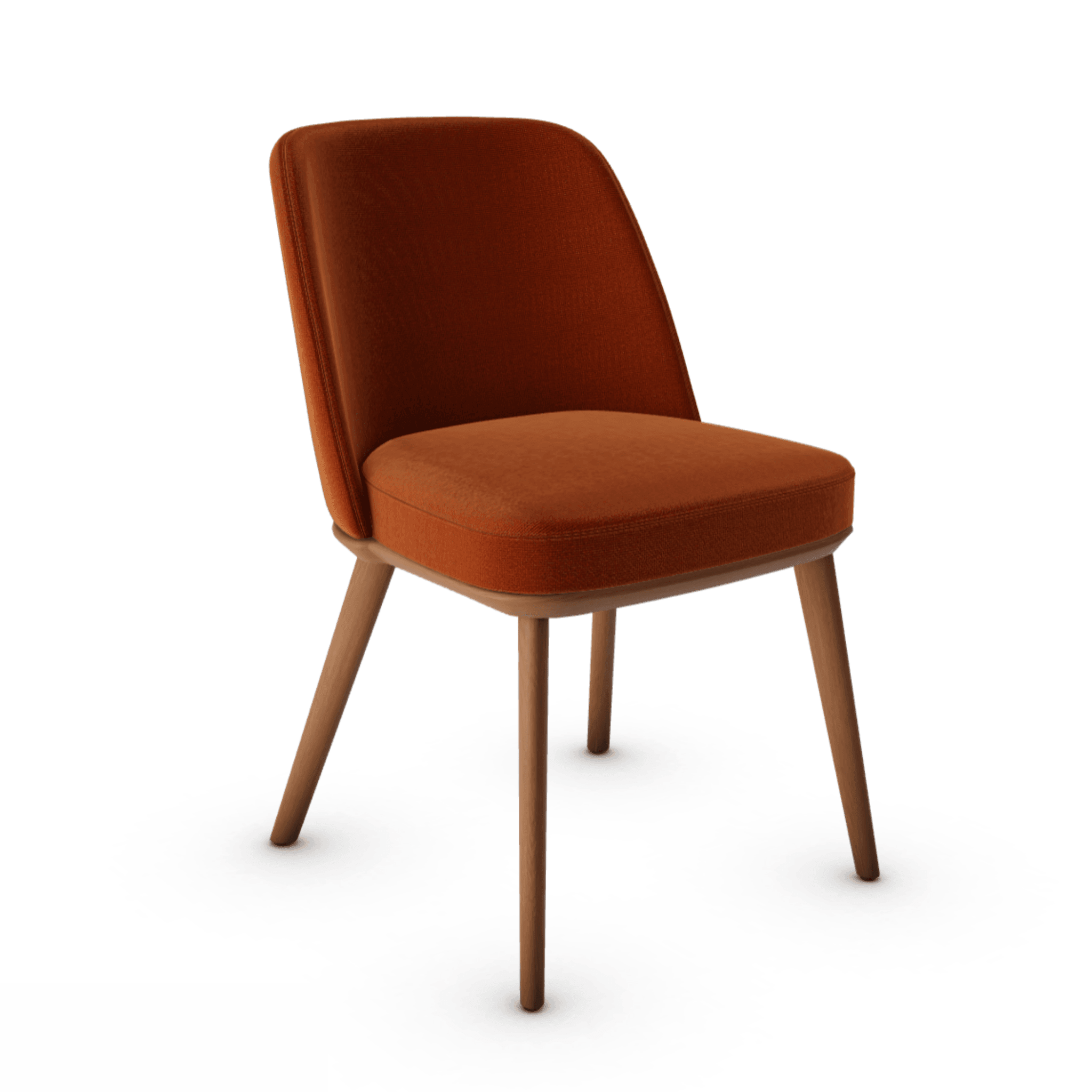 Krzesło FOYER ceglany z drewniana podstawą Calligaris drewniana orzech włoski Eye on Design