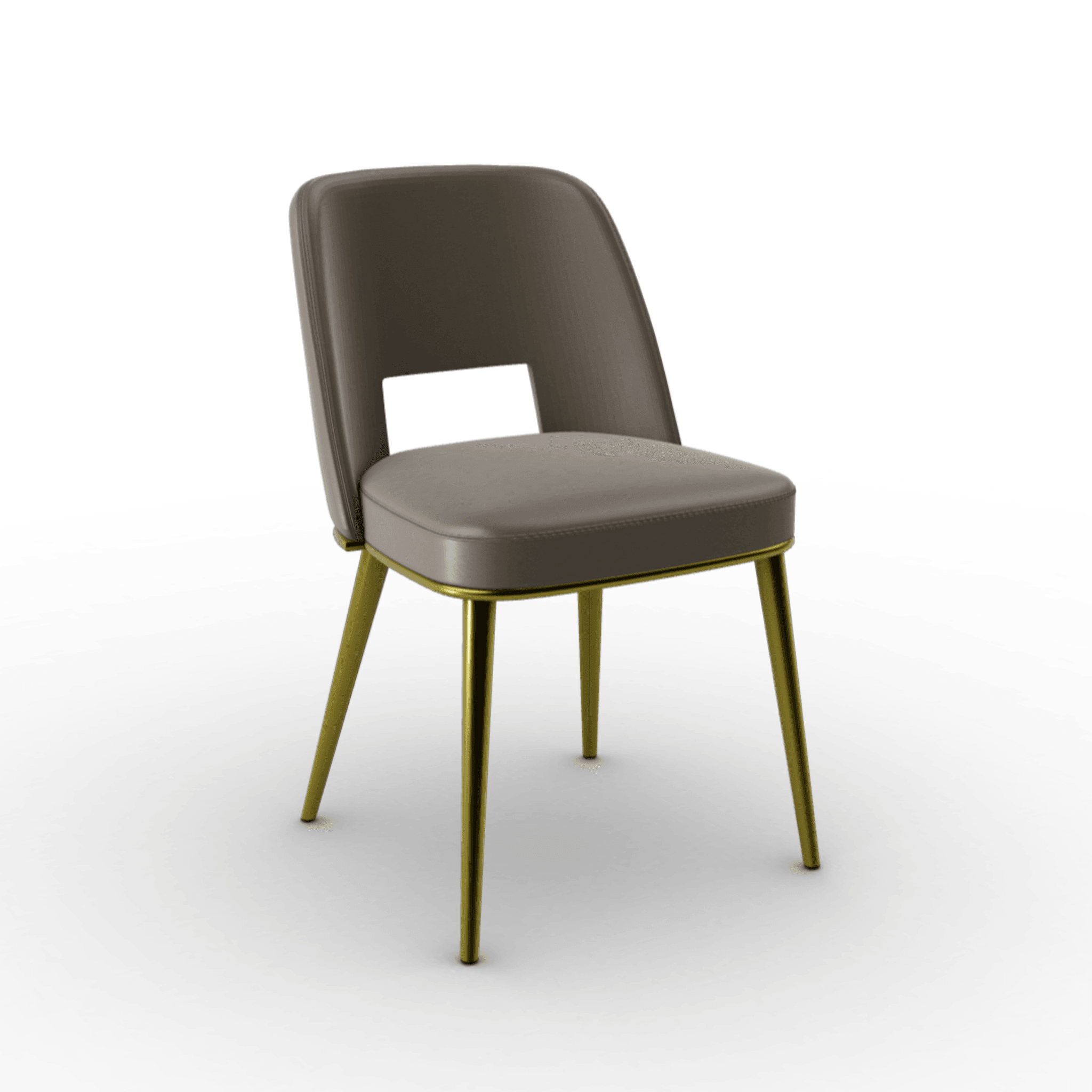 Krzesło FOYER skóra ciemnoszary z metalową podstawą Calligaris matowy mosiądz Eye on Design