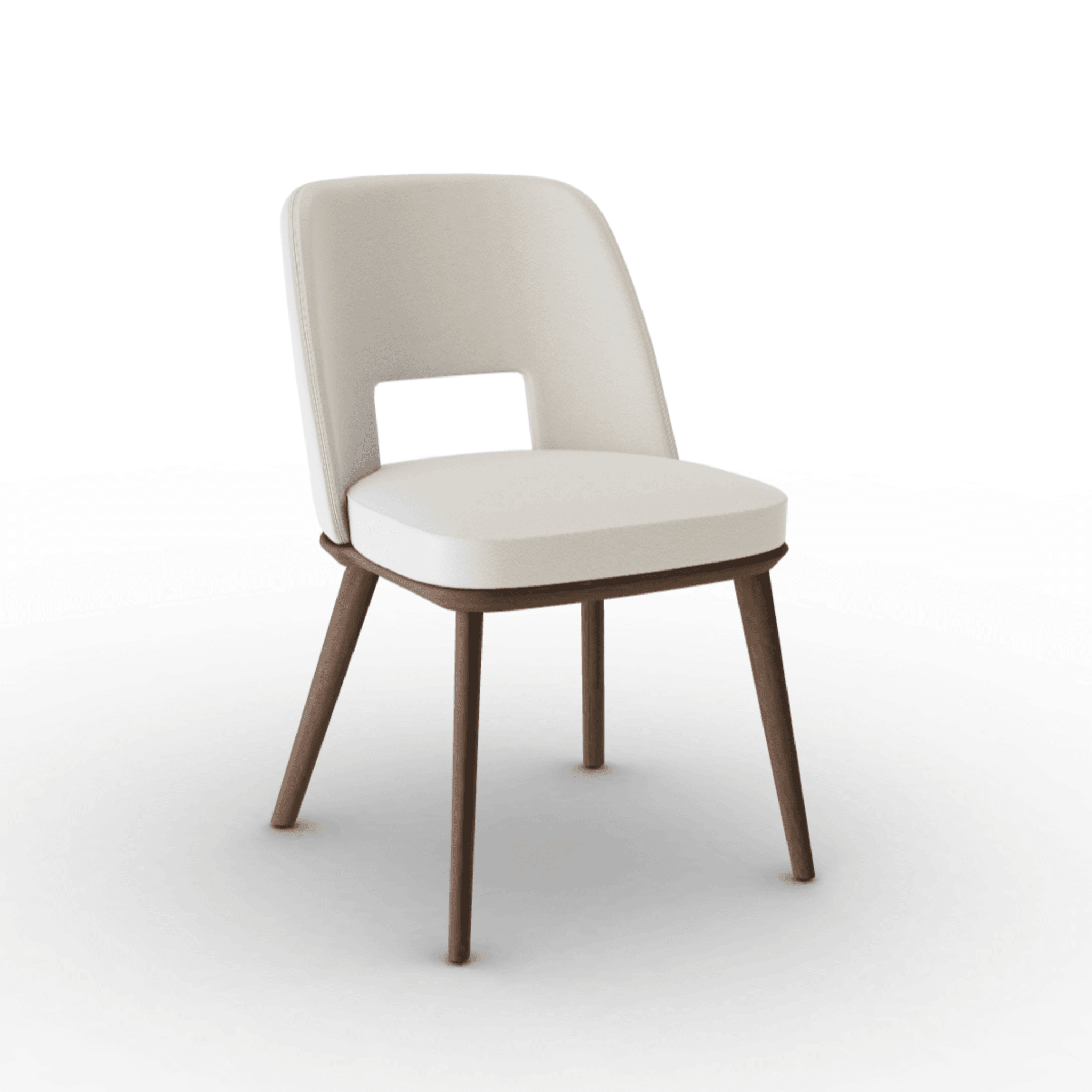 Krzesło FOYER skóra kremowy z drewnianą podstawą Calligaris ciemnobrązowa Eye on Design