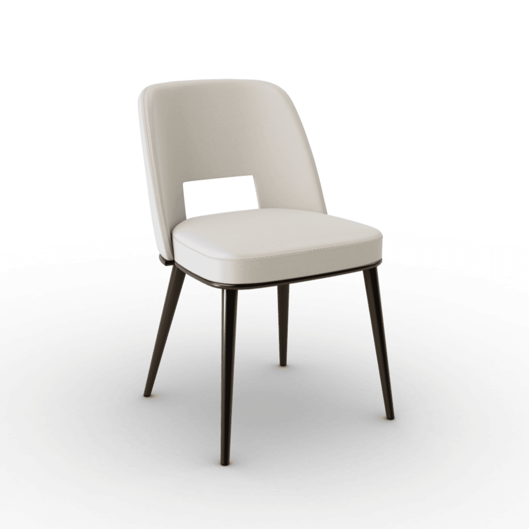 Krzesło FOYER skóra kremowy z metalową podstawą Calligaris matowy brąz Eye on Design