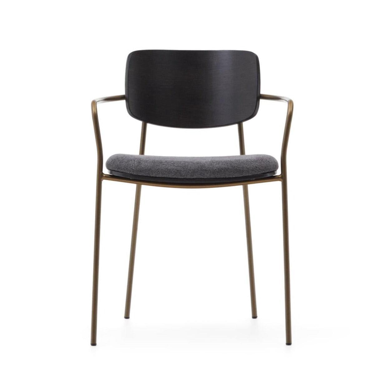 Krzesło MAUREEN ciemny fornir jesionowy z mosiężną podstawą La Forma Eye on Design