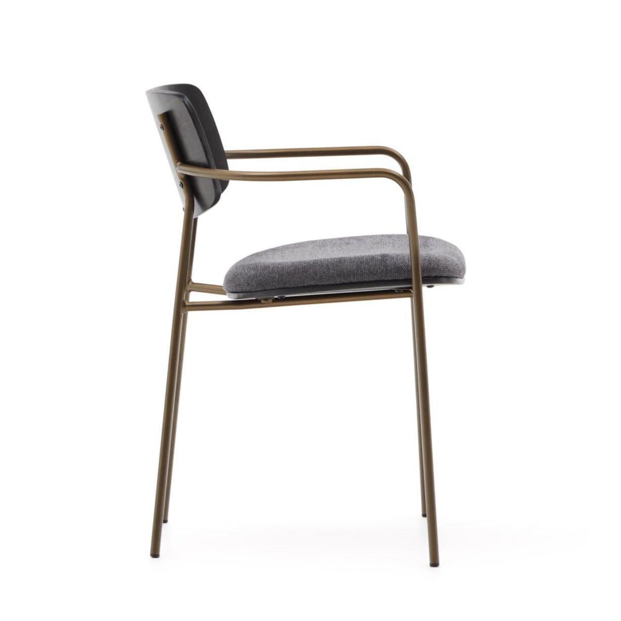 Krzesło MAUREEN ciemny fornir jesionowy z mosiężną podstawą La Forma Eye on Design