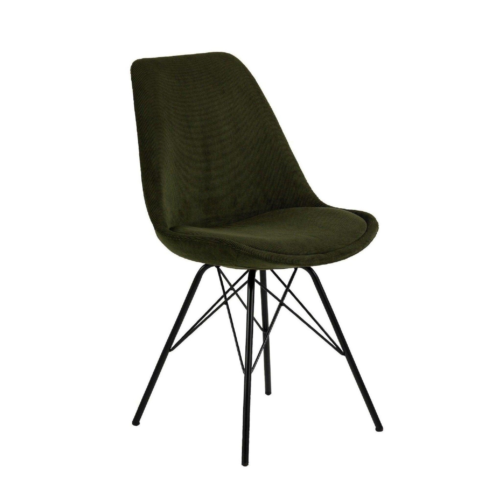 Krzesło NILS oliwkowy sztruksowy z czarną podstawą Home Essentials Eye on Design