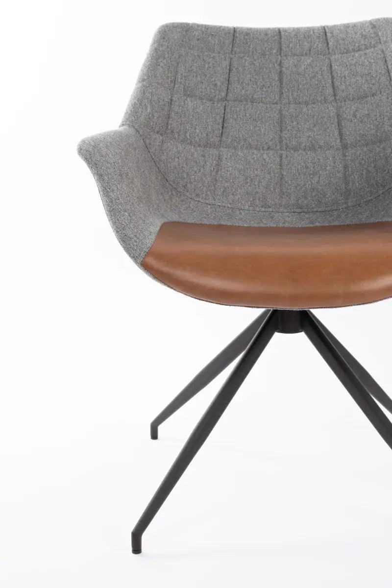 Krzesło obrotowe DOULTON szary z brązową ekoskórą Zuiver Eye on Design